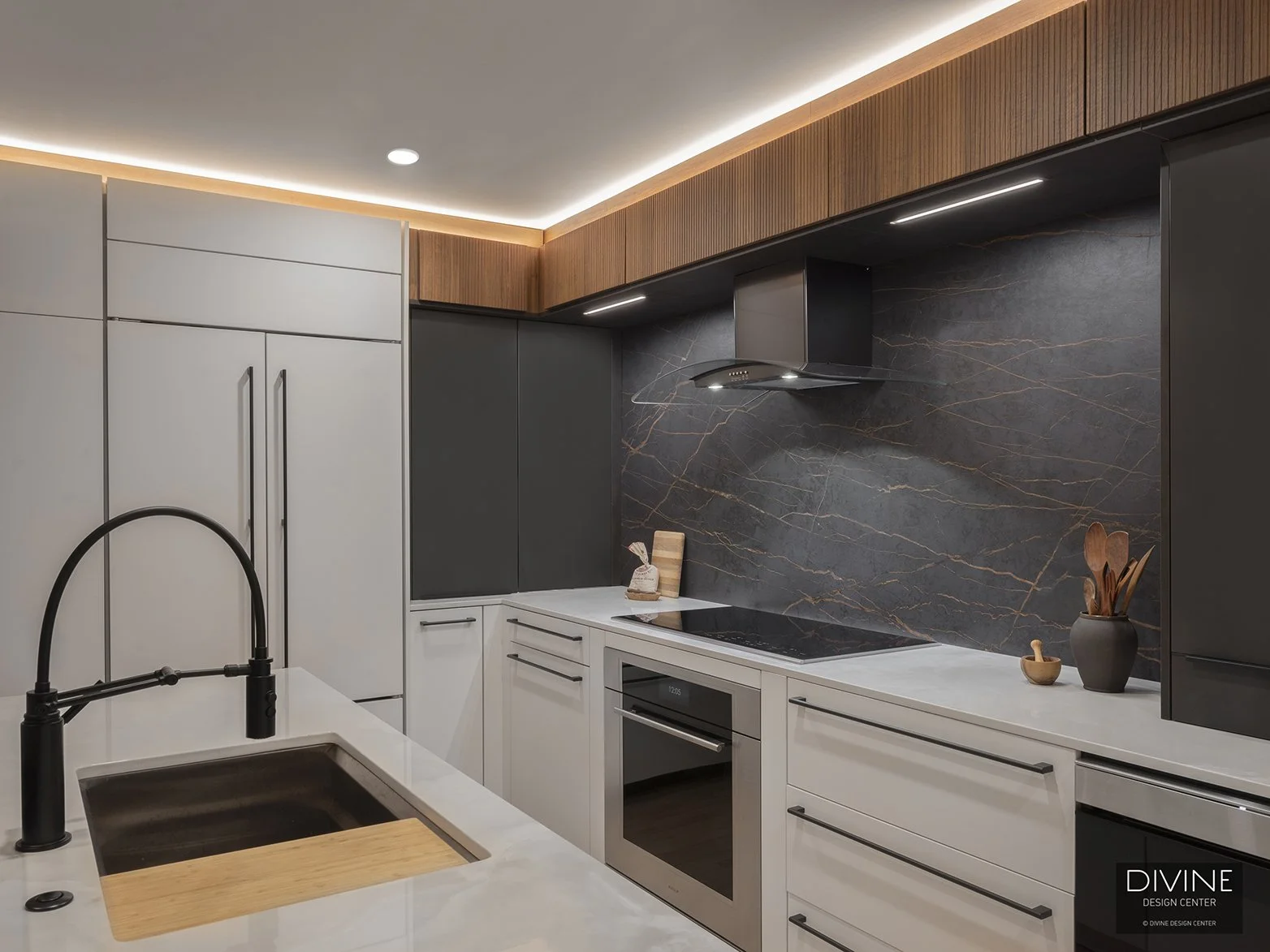 Kitchen Angled View Boston South End Modern Kitchen with Angled Countertop — Divine Design ...