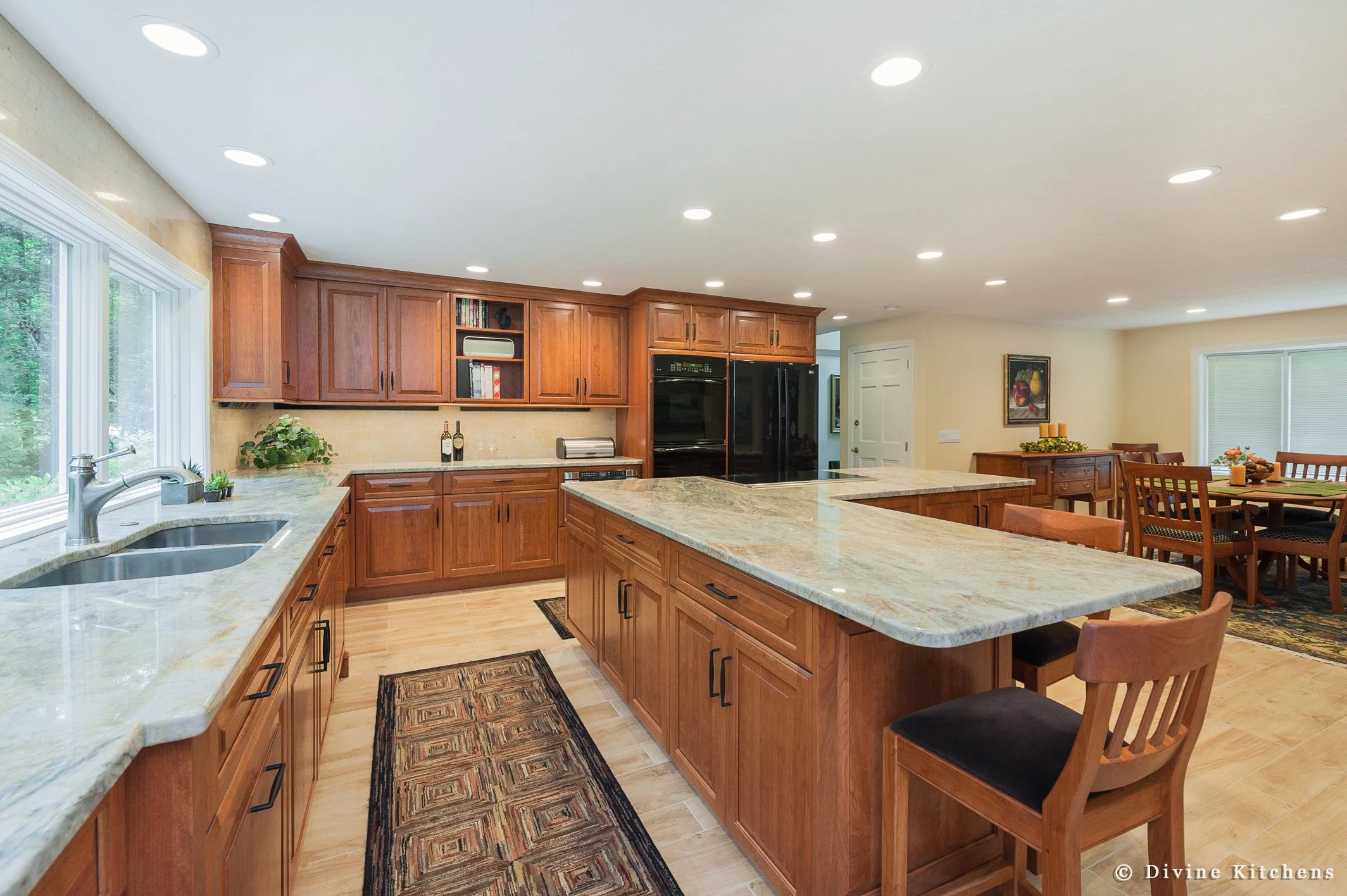 Boston Metrowest Traditional Cherry Kitchen Big Windows — Divine Design ...
