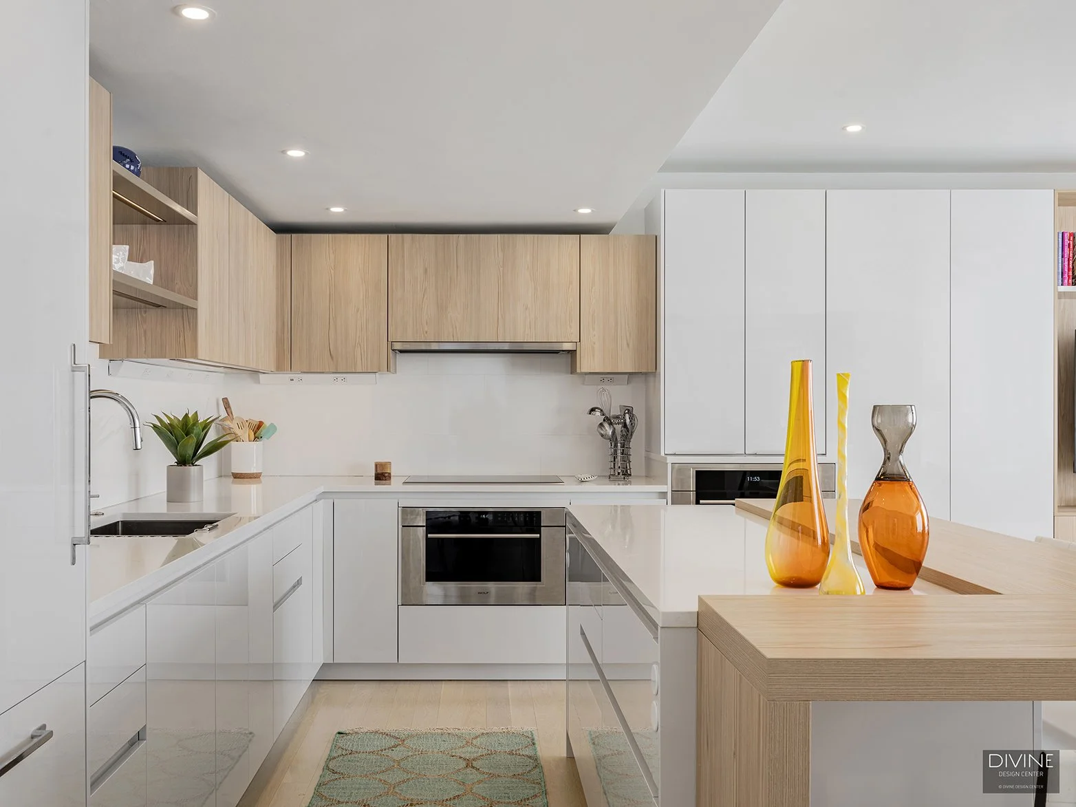 Boston Charlestown Flashship Wharf Modern Kitchen with Splash of Color ...
