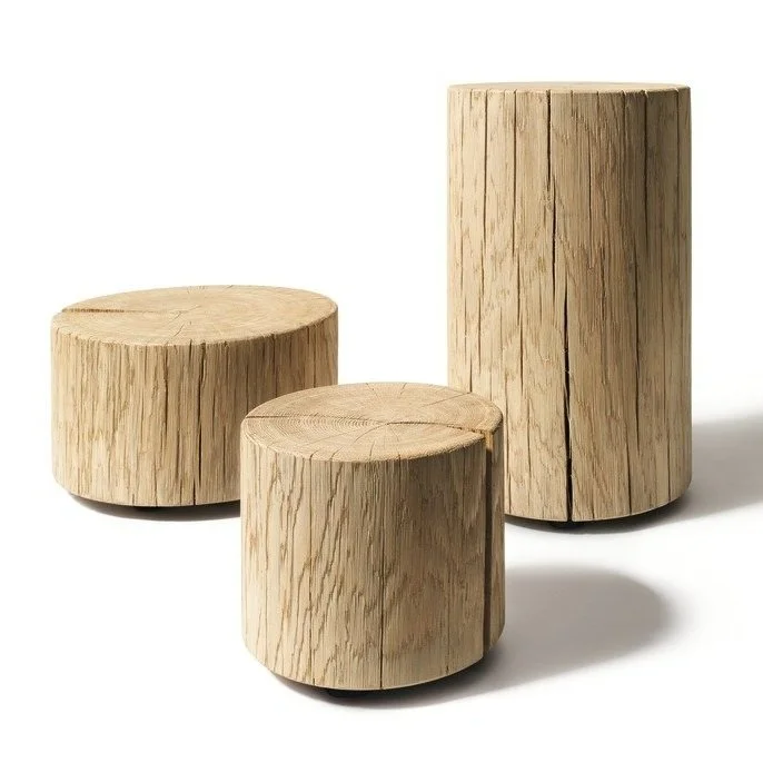 NATURAL WOOD CYLINDER COFFEE TABLE