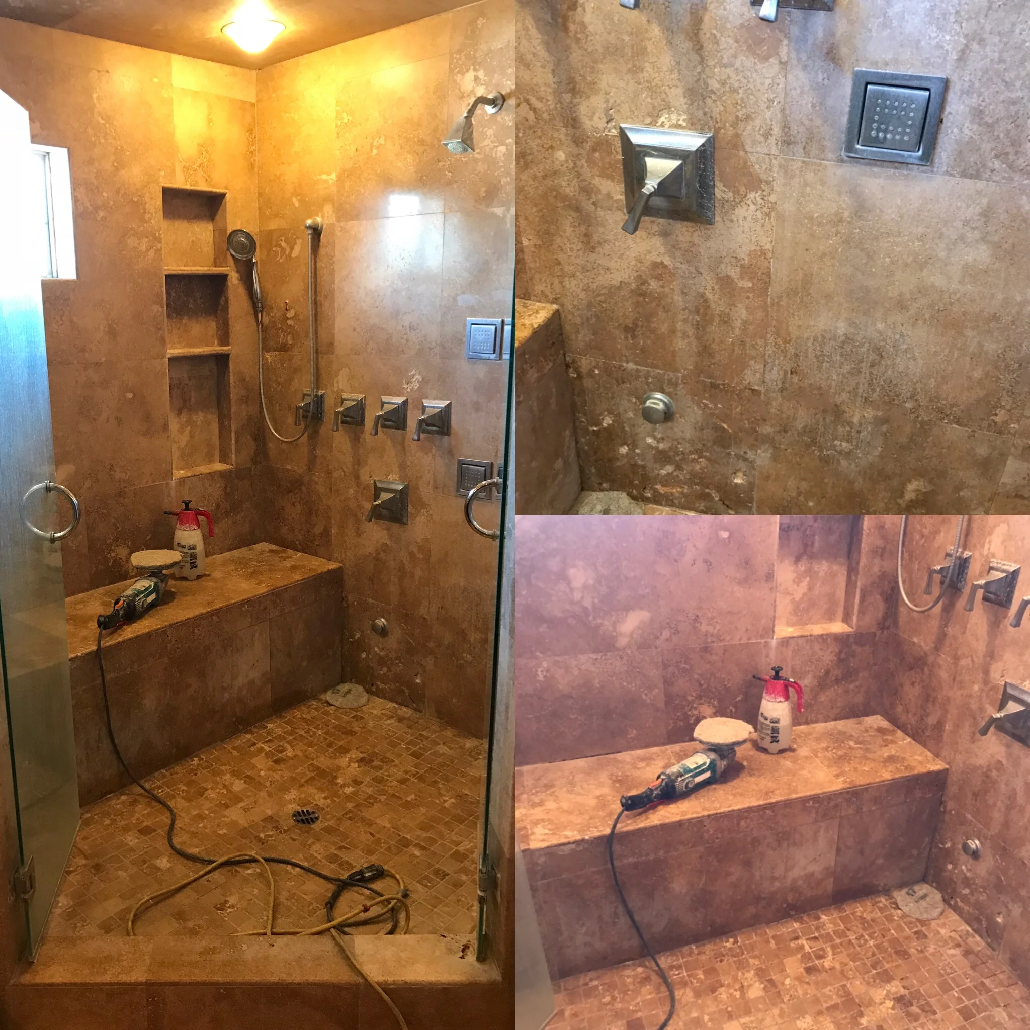 TRAVERTINE SHOWER FULLY RESTORED