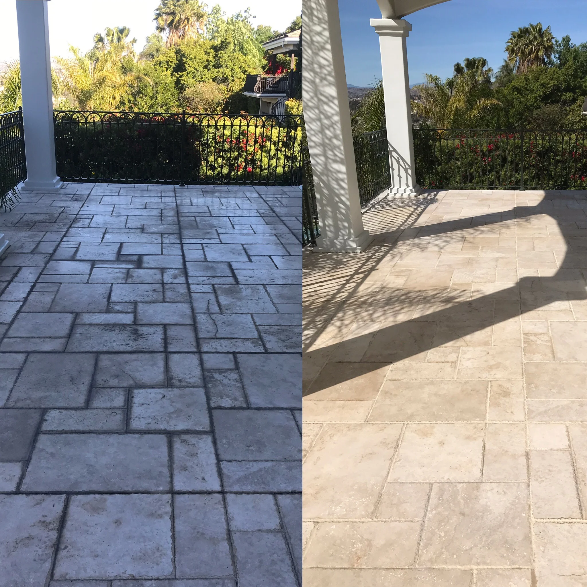 EXTERIOR  TRAVERTINE CLEANING