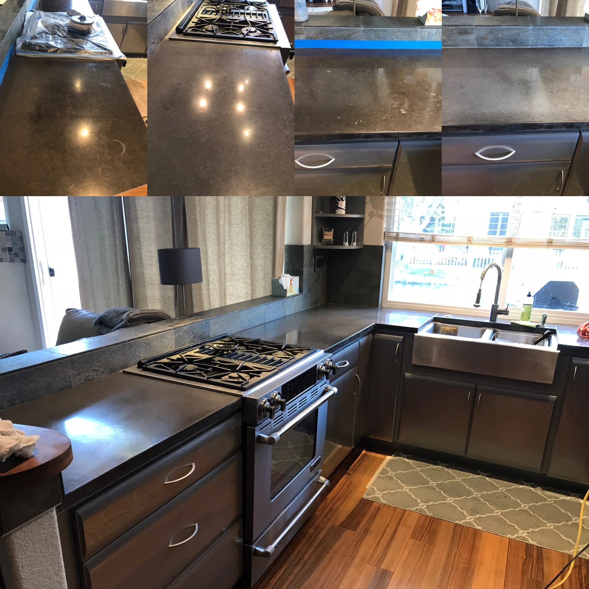 POLISHED CONCRETE STAIN REMOVAL BEFORE AND AFTER