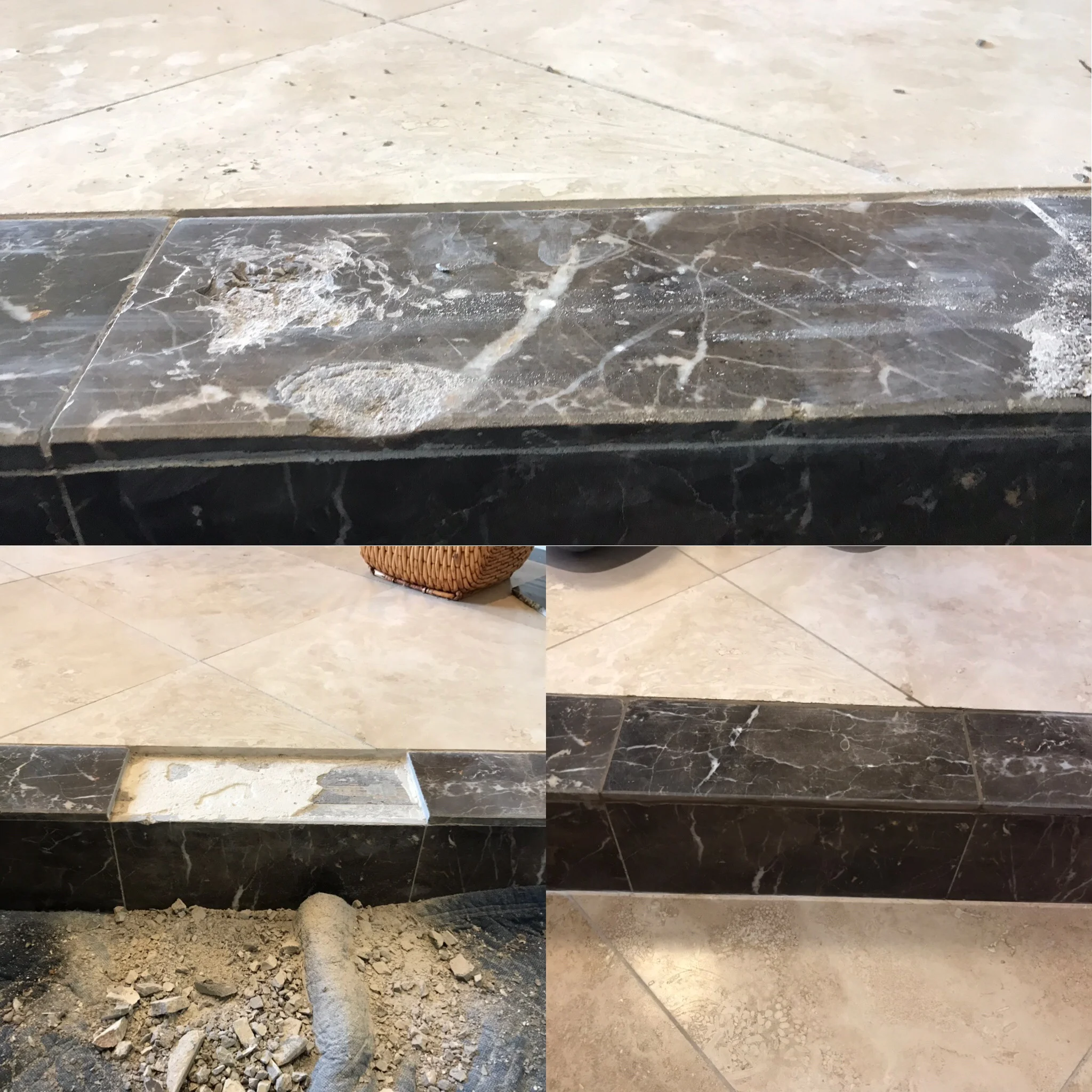 DAMAGED MARBLE TILE REPLACED