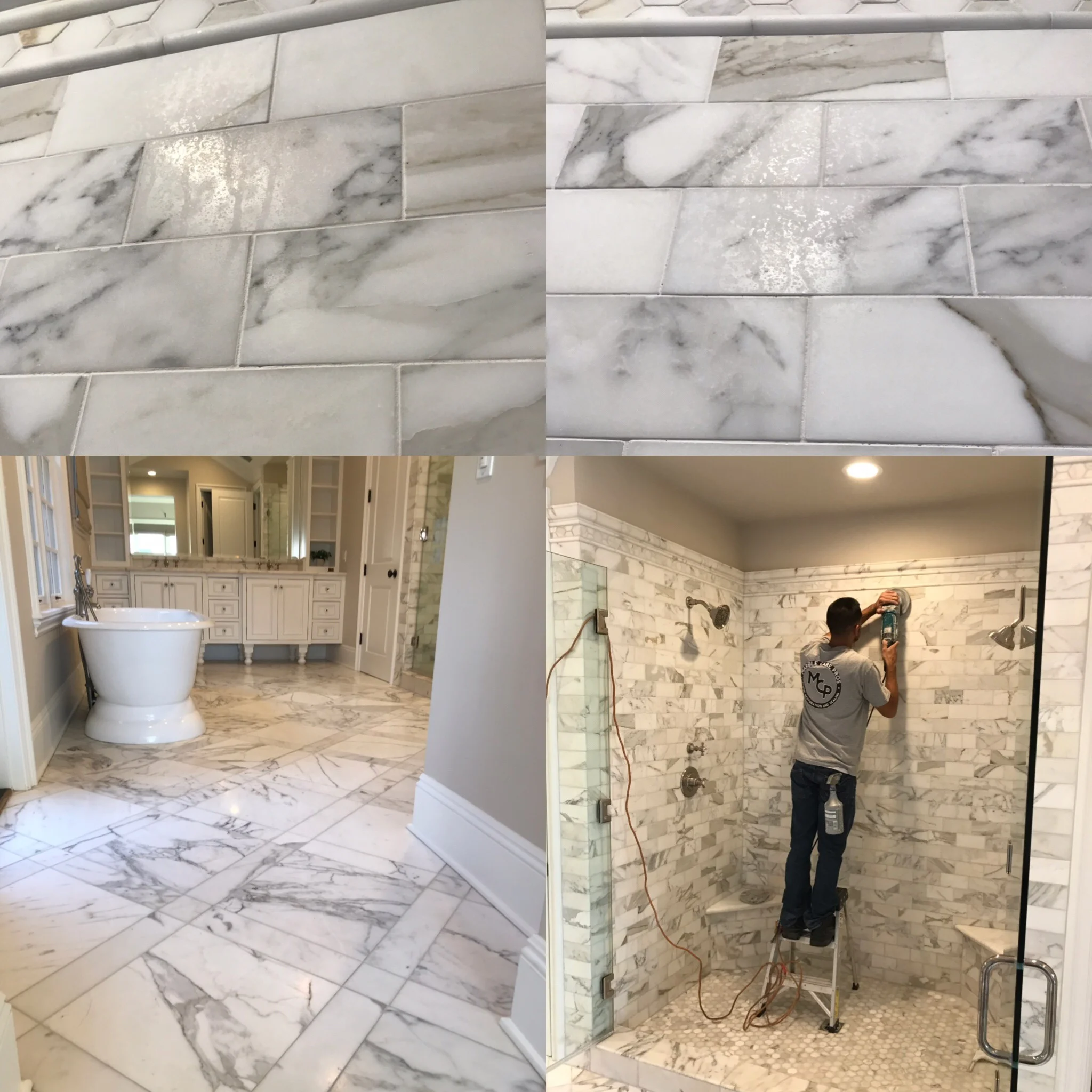MARBLE SHOWER DAMAGED BY ACIDIC CLEANERS