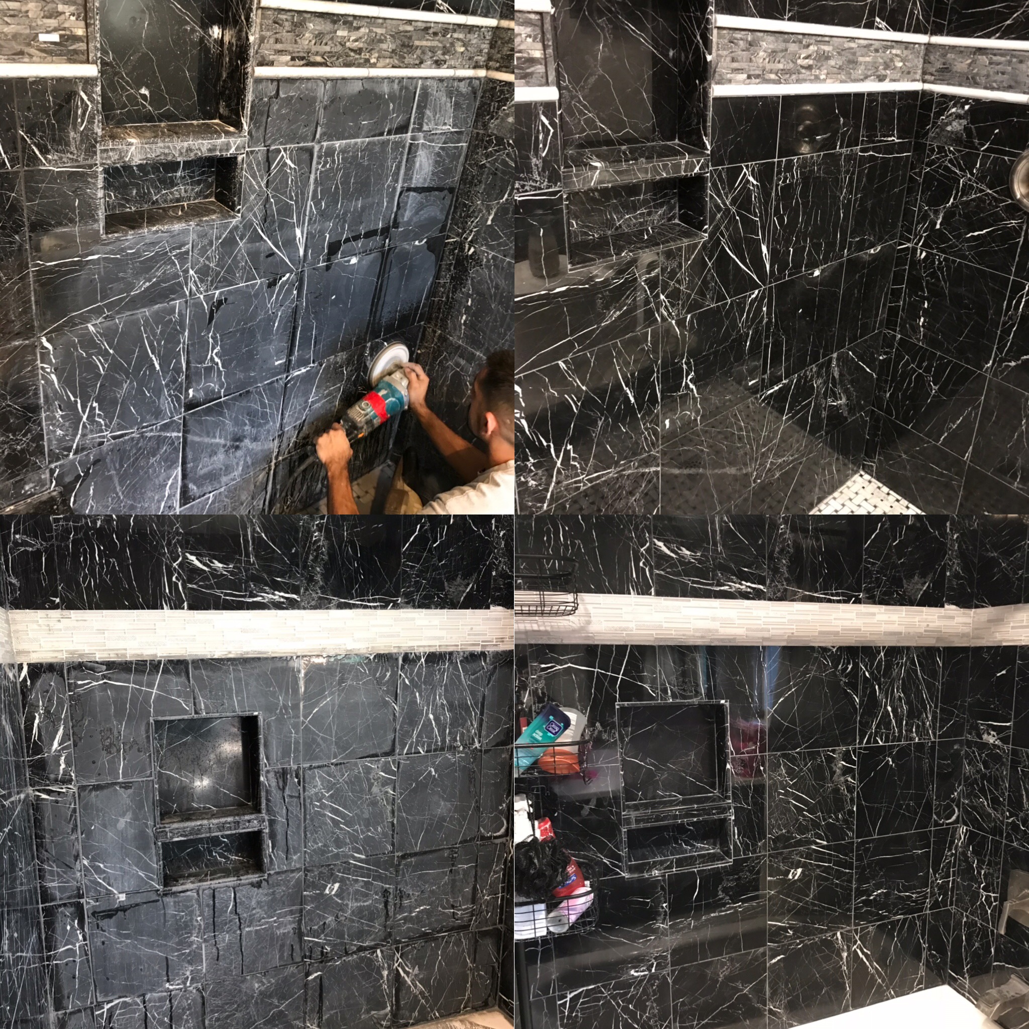 BLACK MARBLE SHOWER FULLY RESTORED