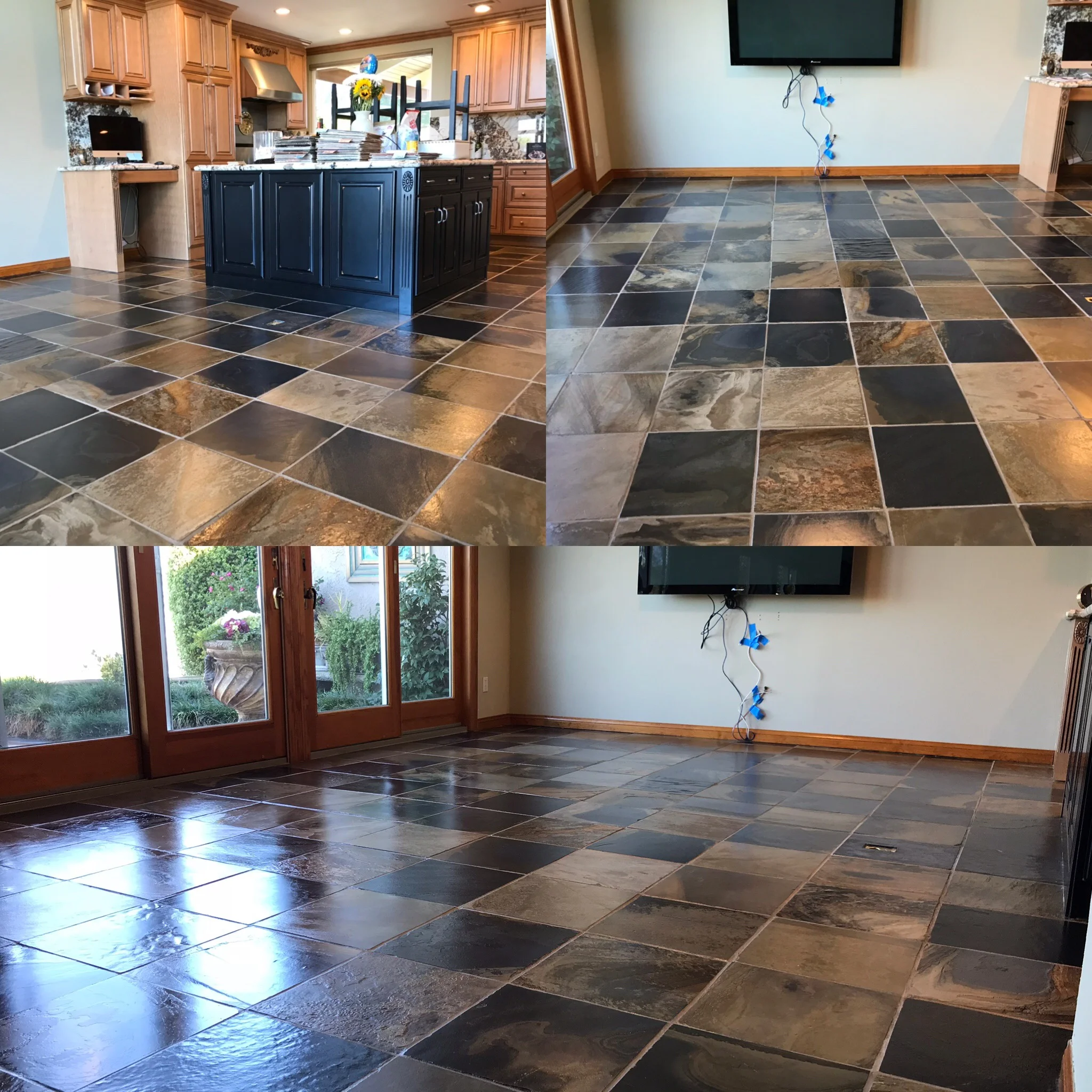 SLATE FLOORING SEALED WITH A GLOSS SEALER