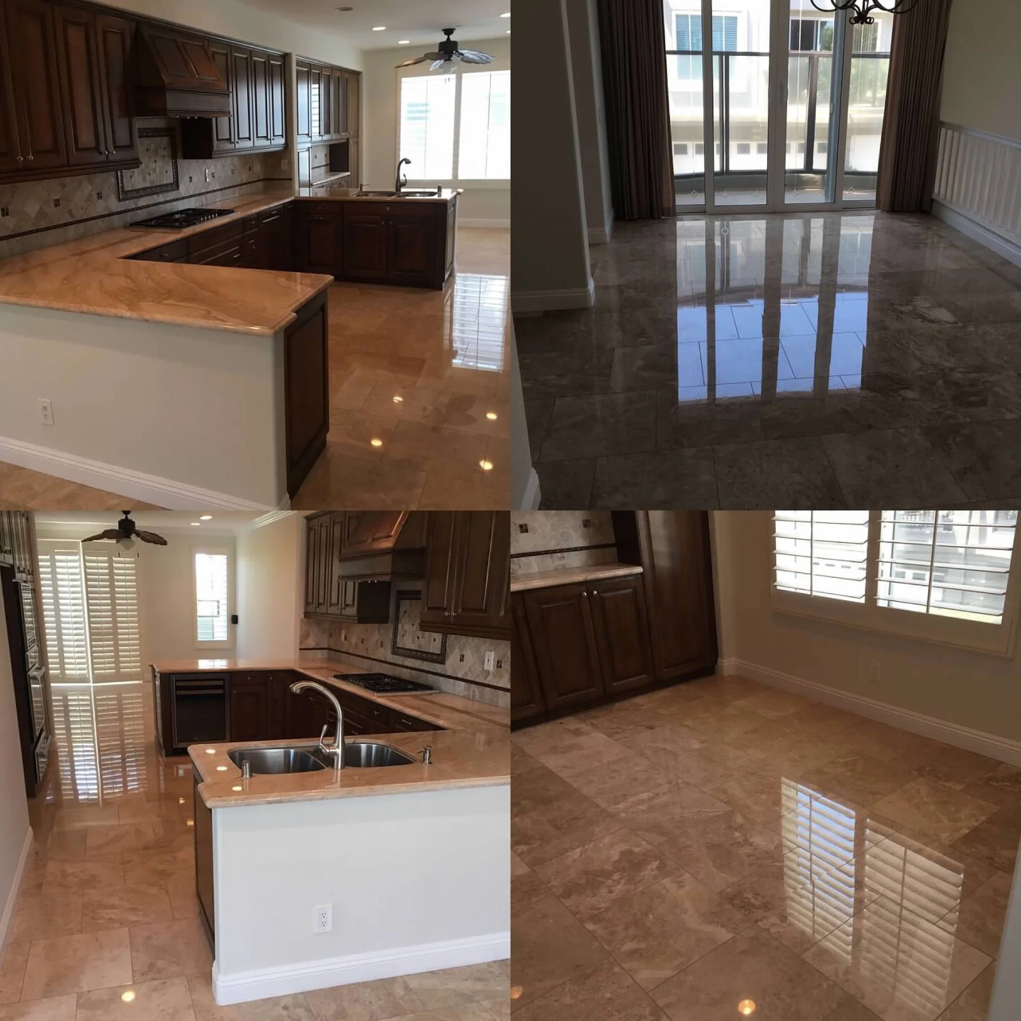 COUNTERS AND FLOORING RESTORED TO HIGH POLISH