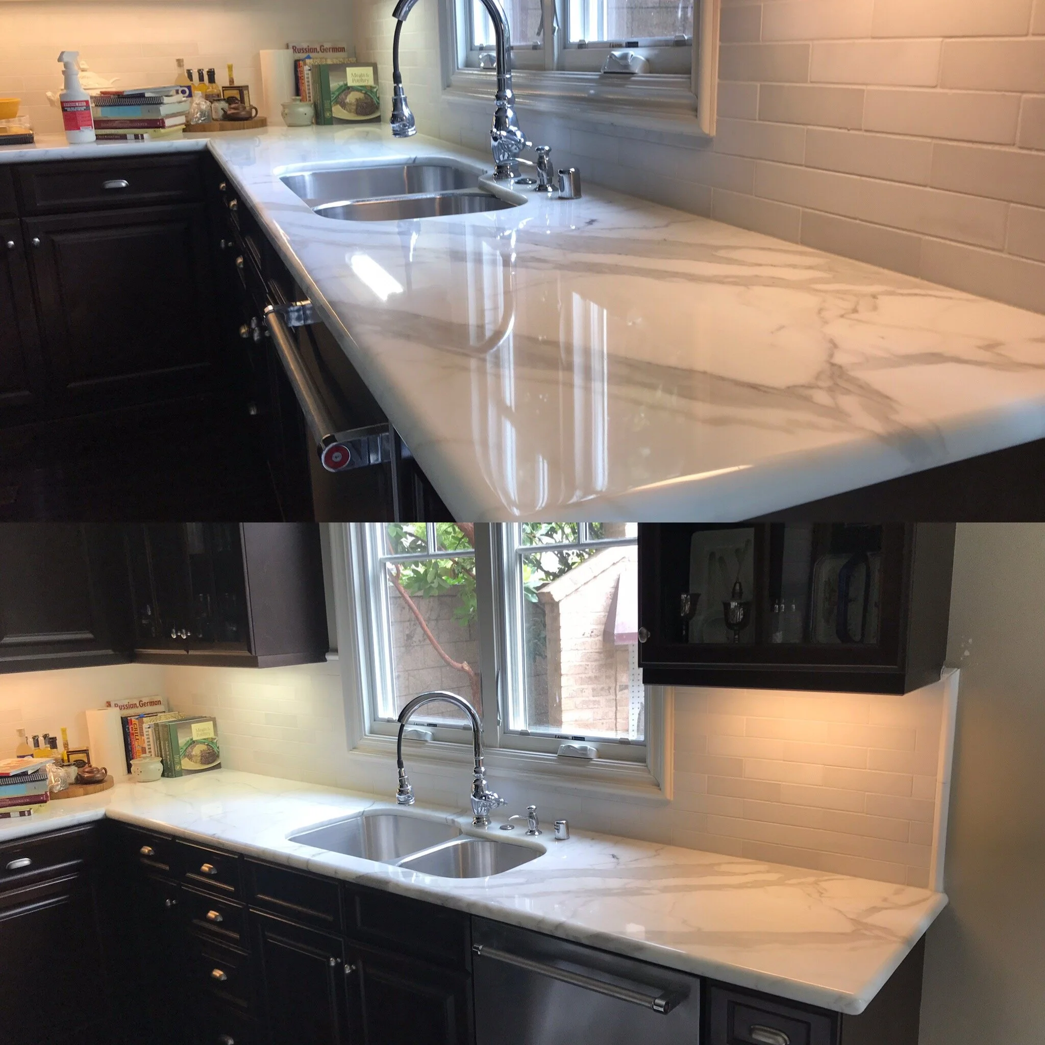 WHITE CARRA KITCHEN COUNTERTOP RESTORED