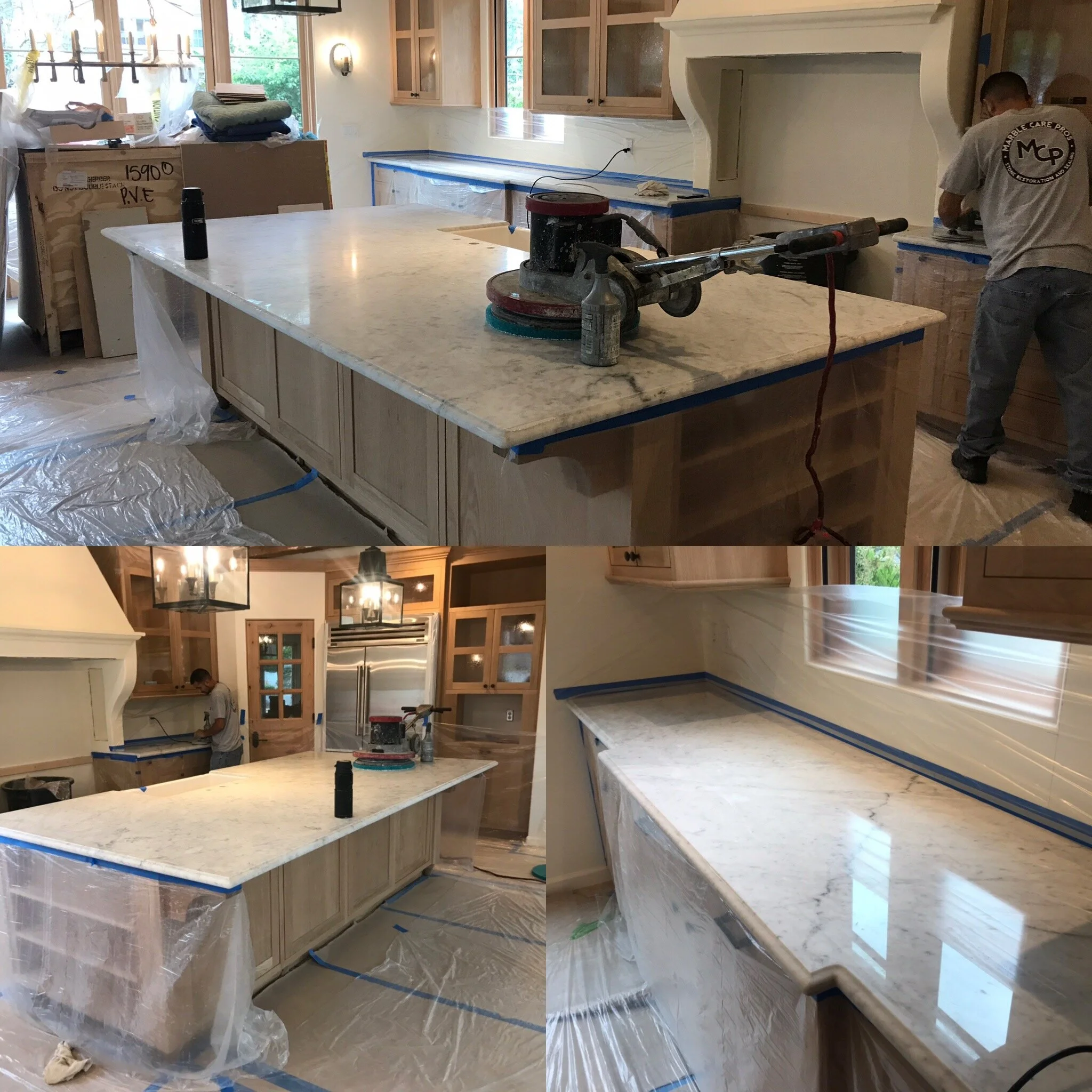 POLISHED CARRA COUNTERTOPS SANDED TO A HONED FINISH