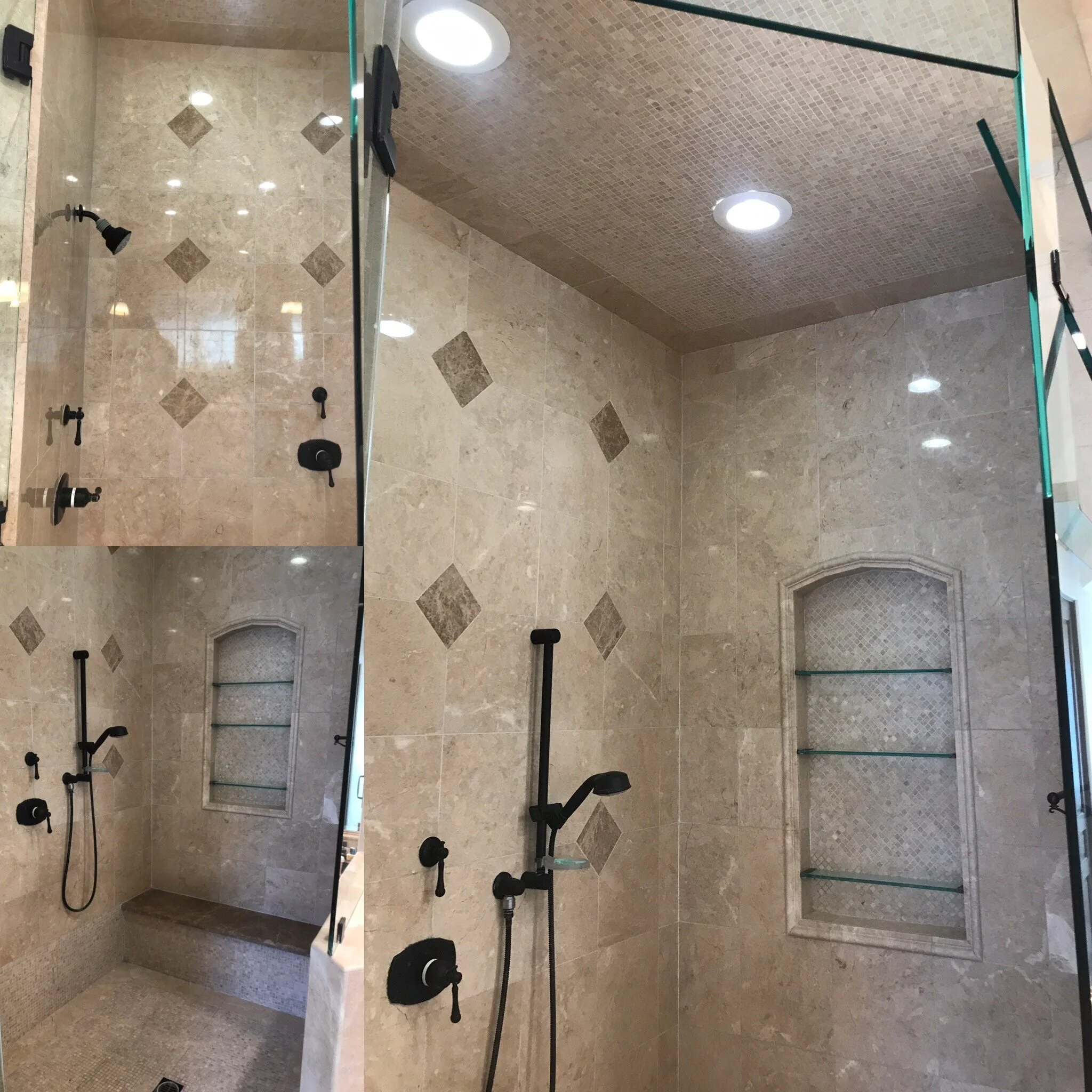 MARBLE SHOWER RESTORED TO A HIGH SHINE