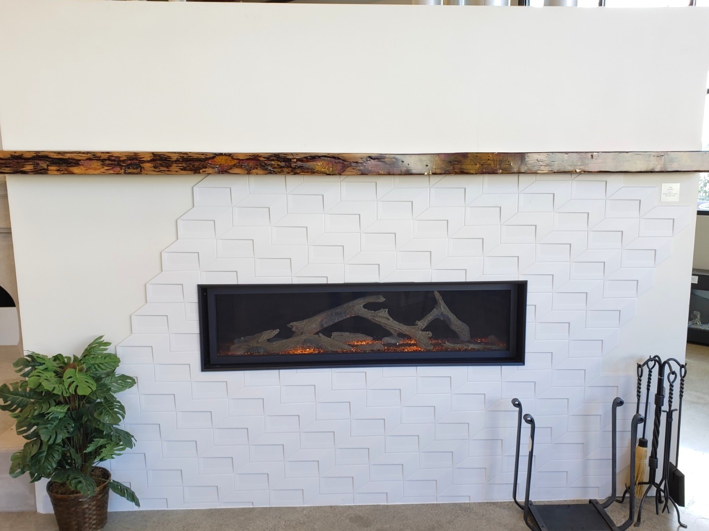 linear fireplace San Luis Obispo.  Tile San Luis Obispo.  Mantel San Luis Obispo.