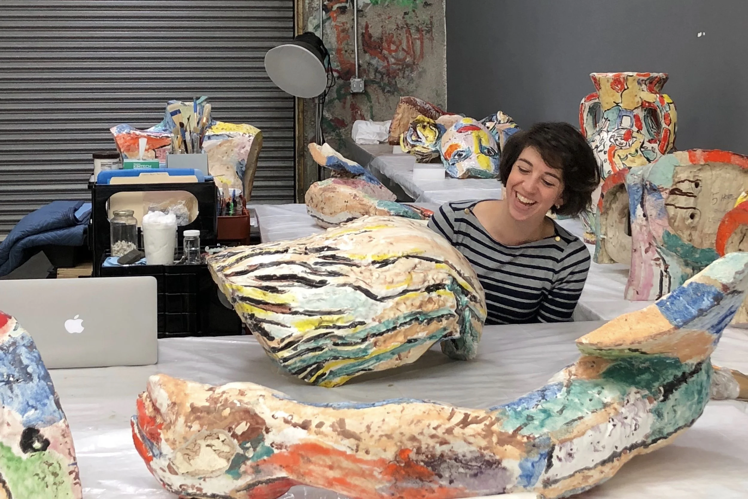 Preservation Arts treating “Seated Woman”, a monumental sculpture by Viola Frey for exhibition at di Rosa Center for Contemporary Art. Shown disassembled in the photo above and reassembled below.
