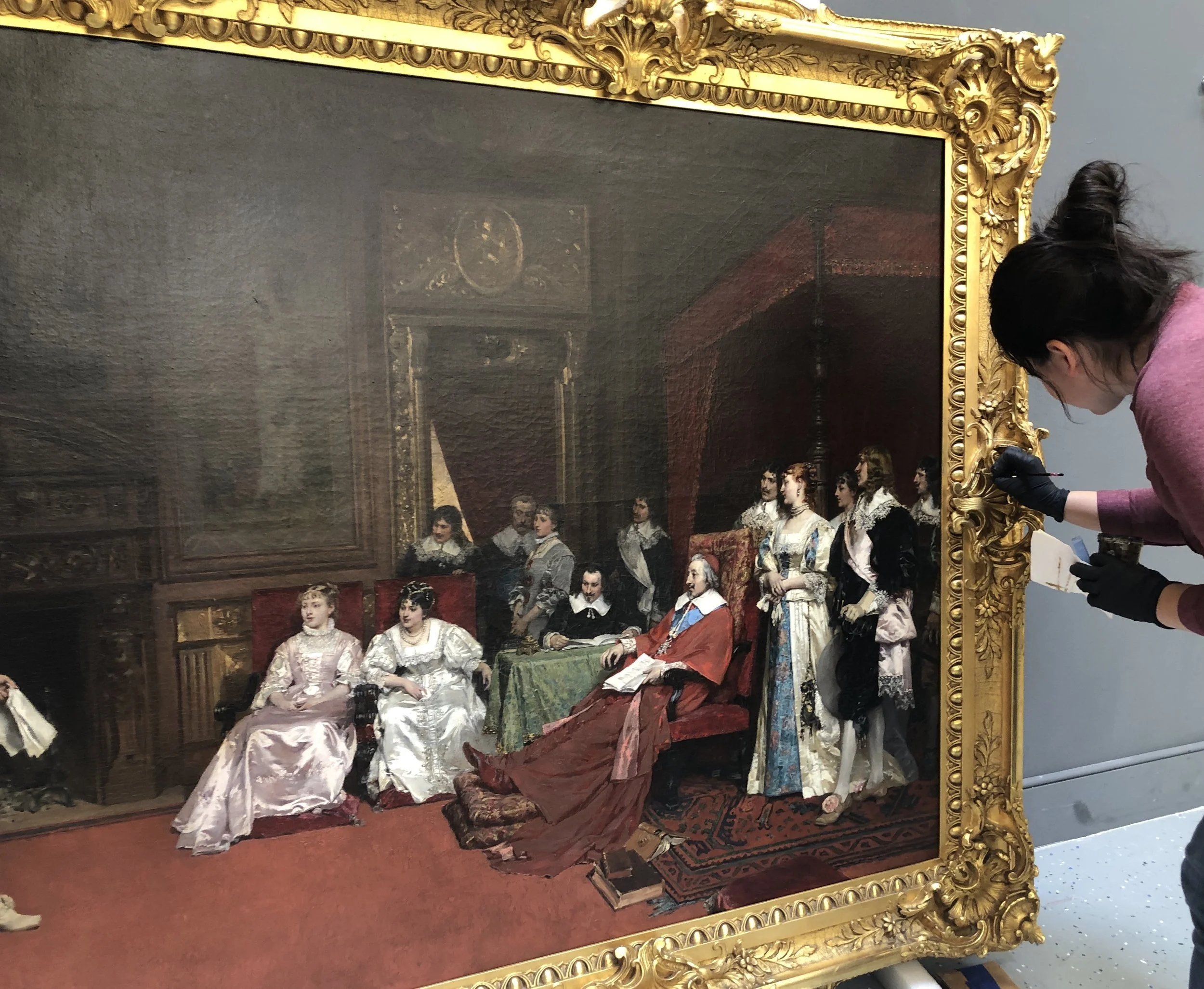 Painting Department: Surface Cleaning and Gilded Frame Treatment