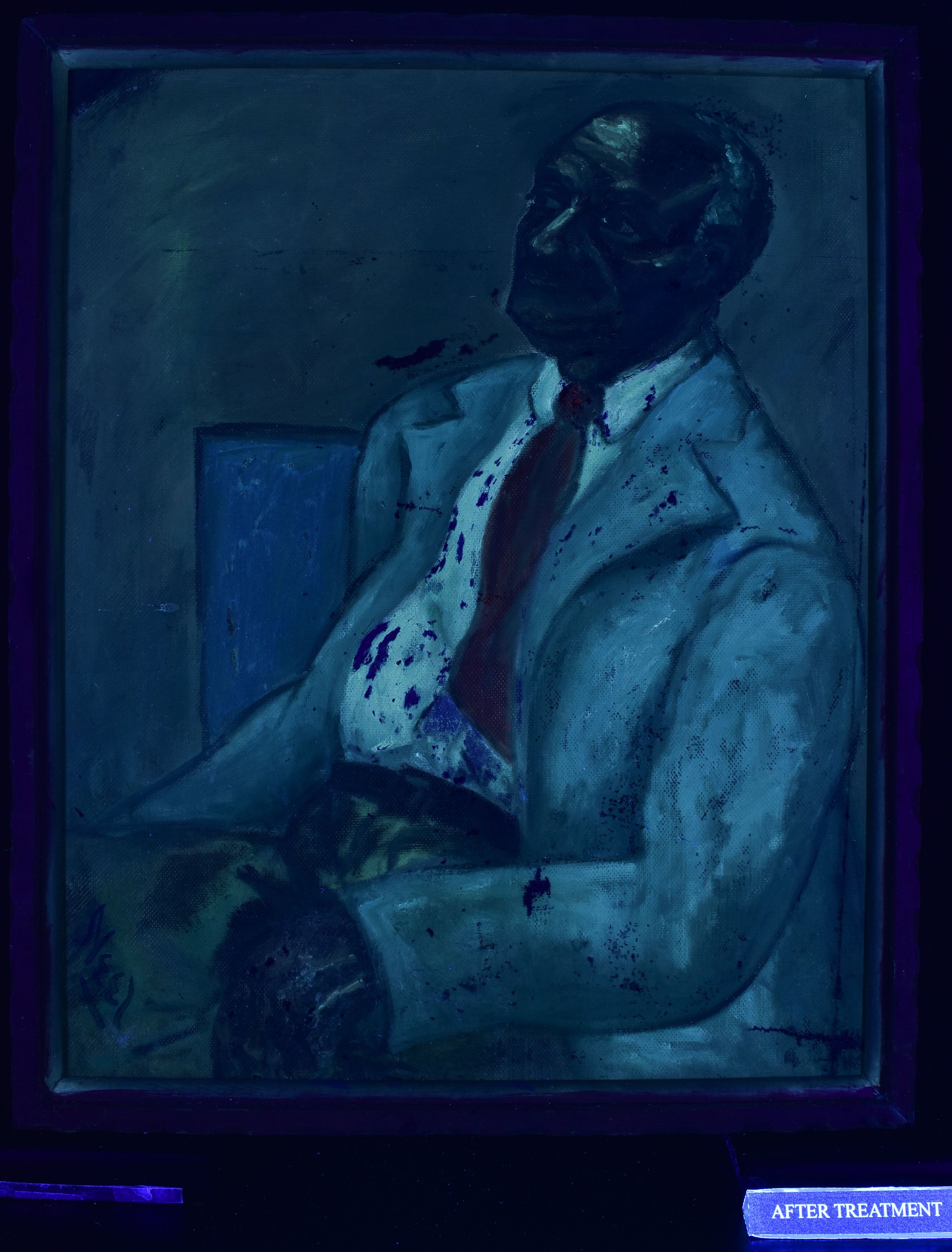  UV photograph of Alice Neel, Black Spanish Intellectual, after treatment. 