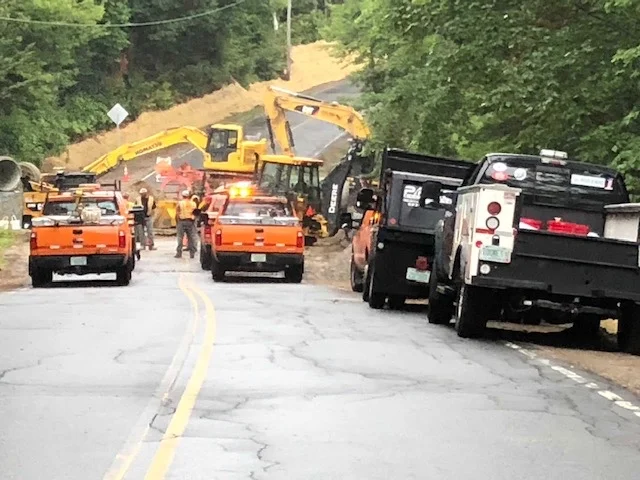 The crew works on the bridge.