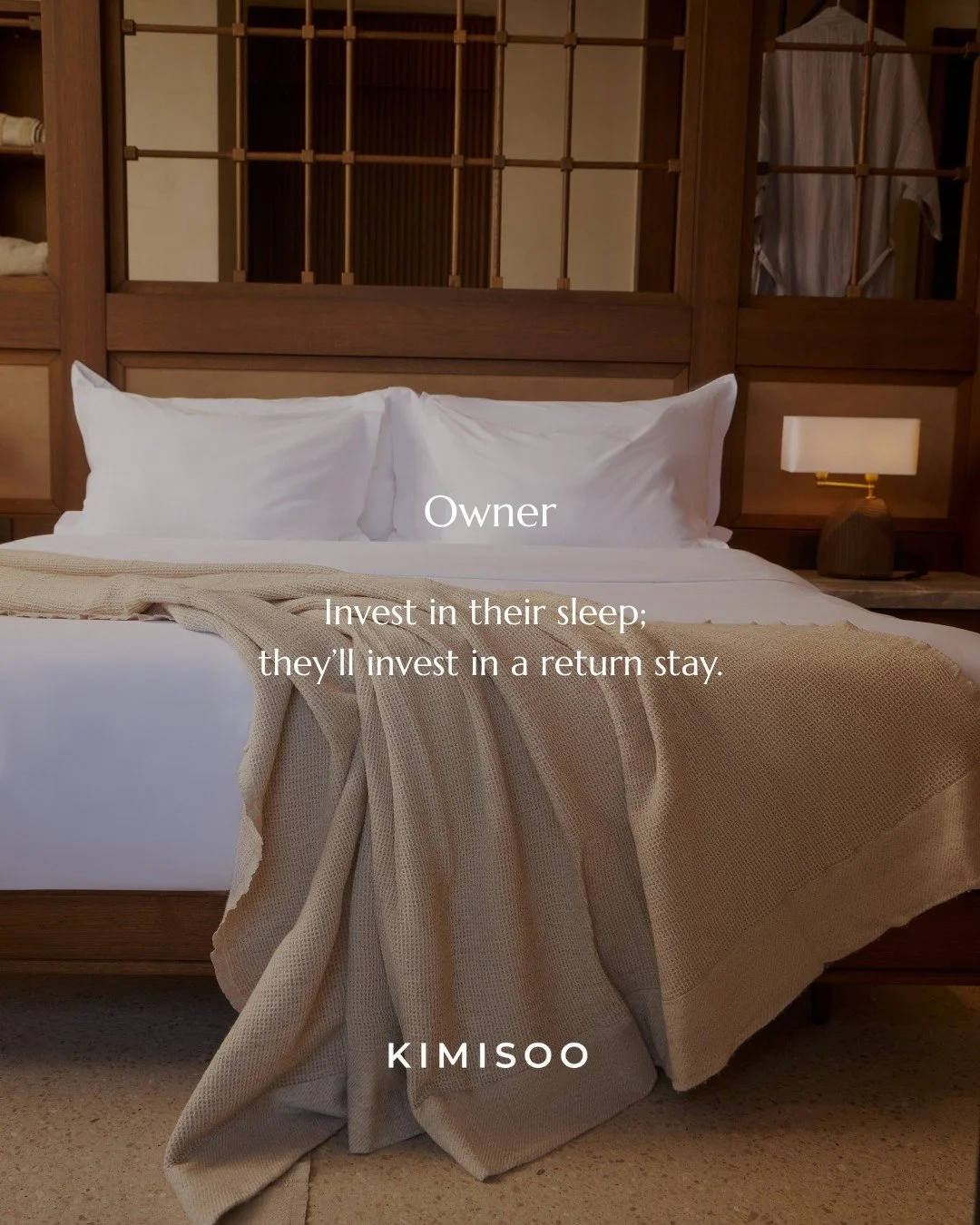 A note to the hotel owner.
In a world of "standard white sheets," the hotels that win are the ones that guests can feel with their eyes closed. Custom KIMISOO linens aren't just an upgrade; they are a brand takeover of the most important 8 