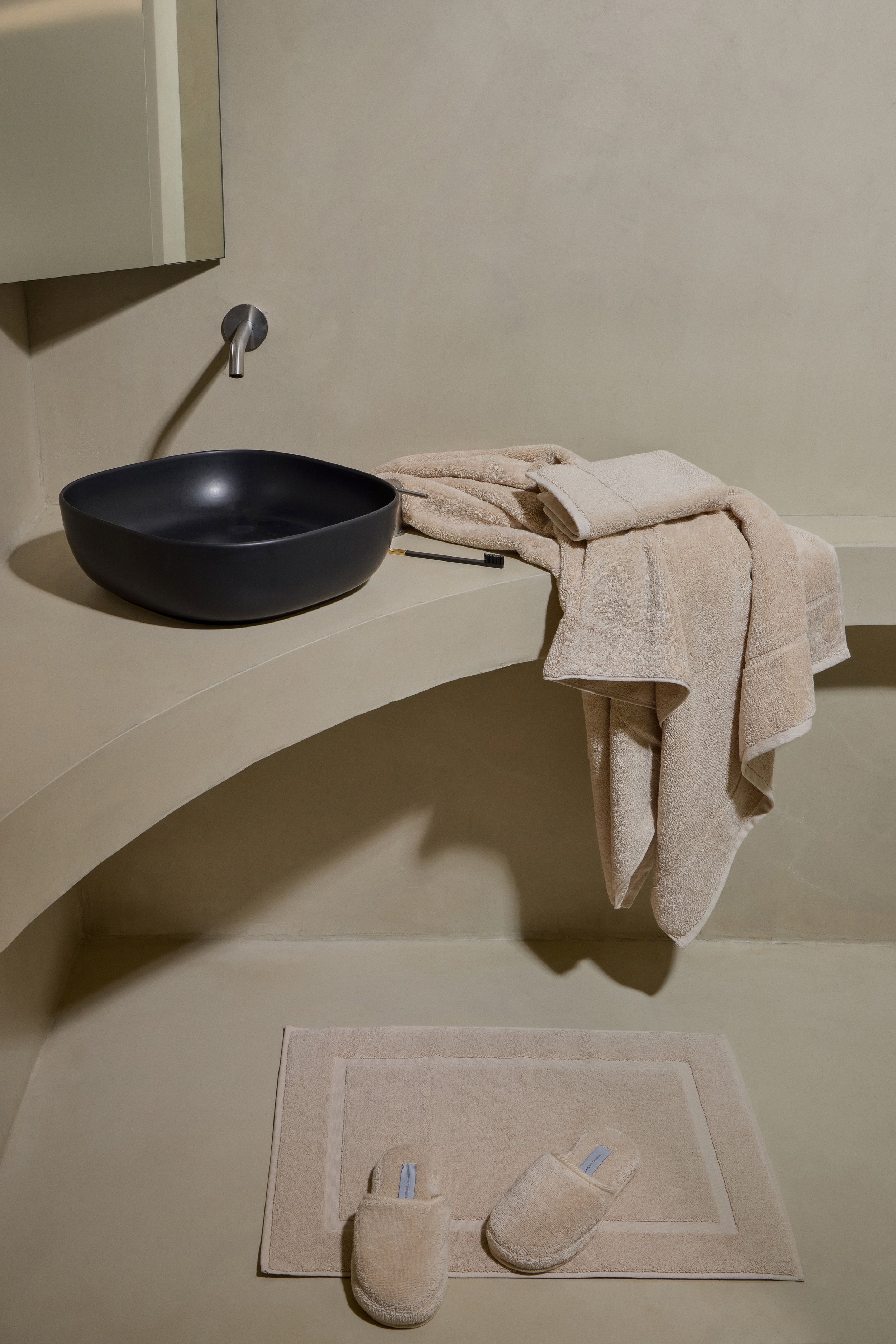 Thermae Hydro-cotton Slippers Greige