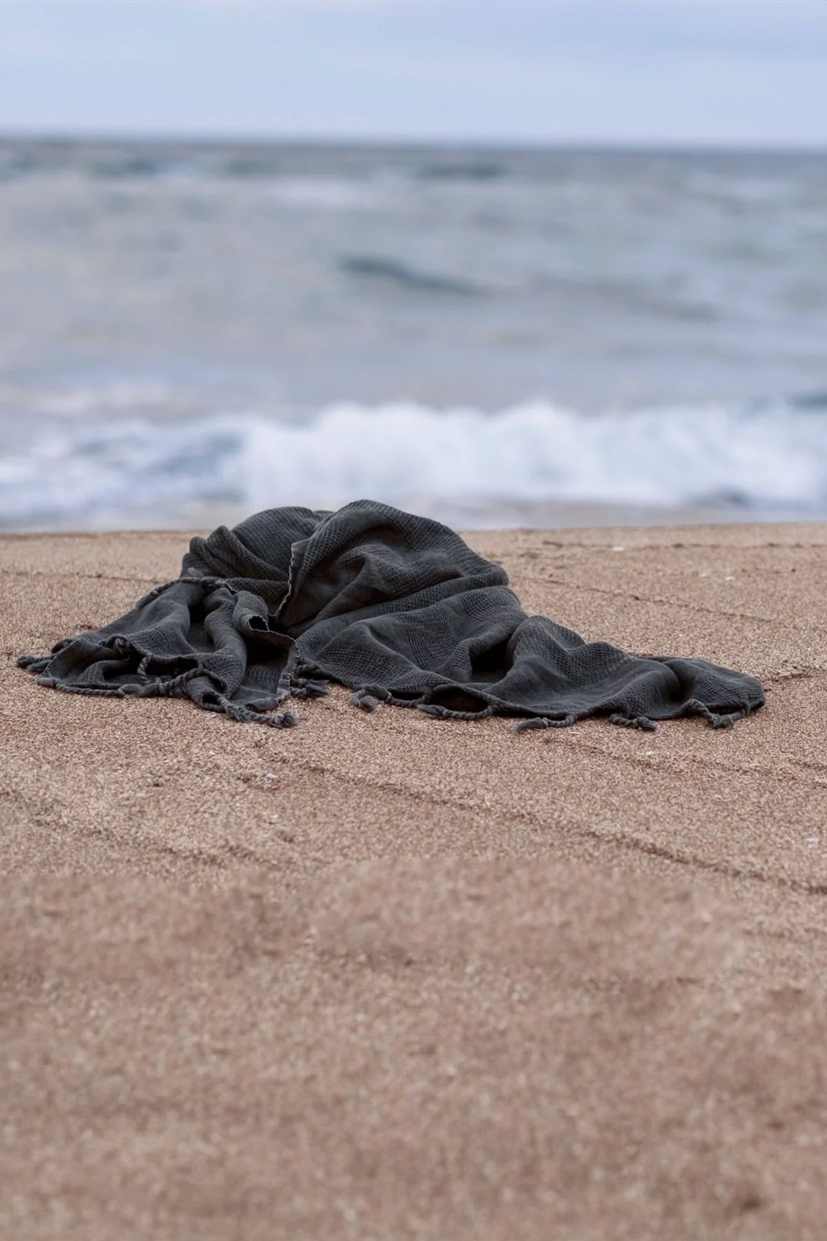 Eclectic Stonewashed Waffle Towel Black