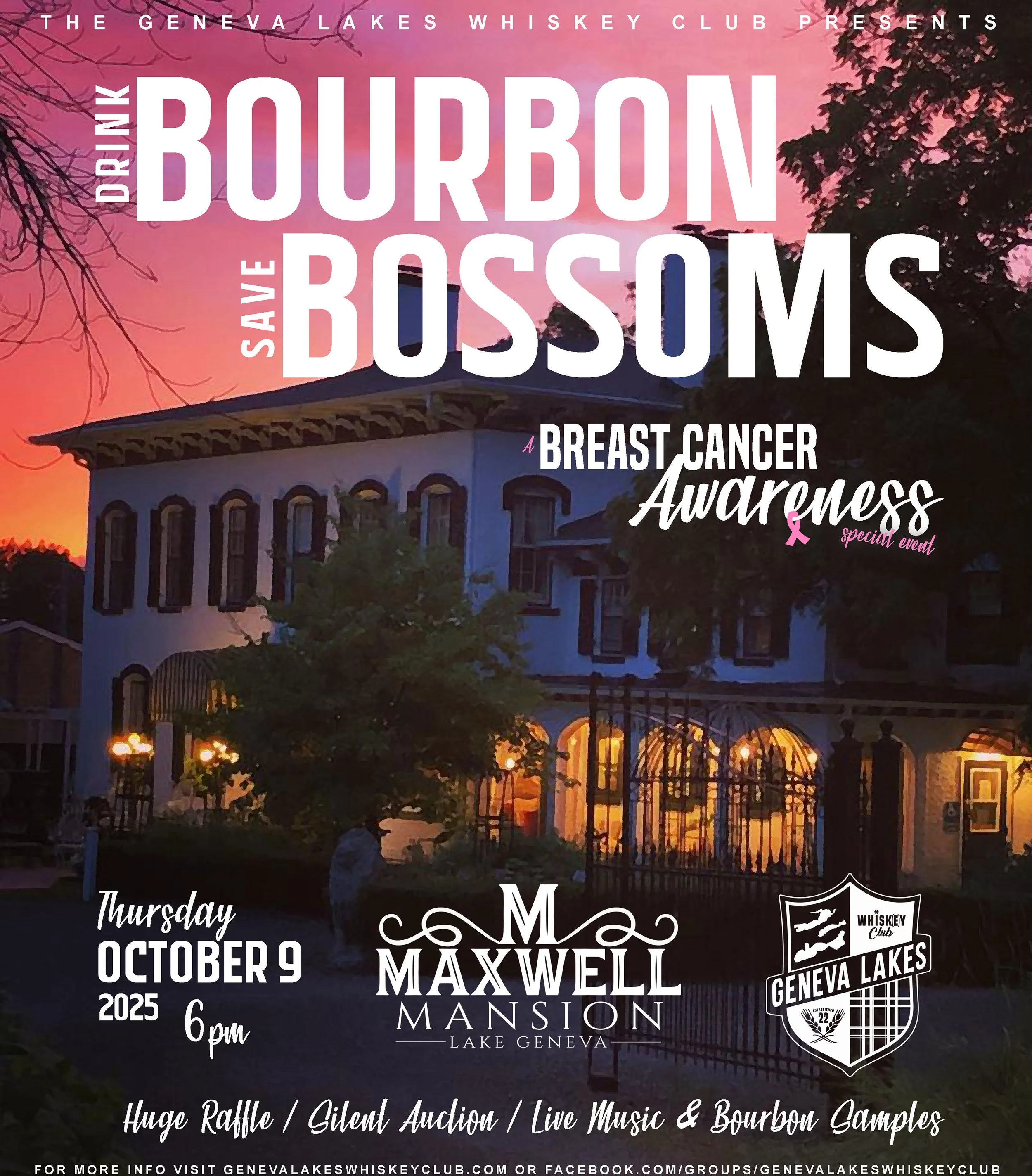 Geneva Lake Whiskey Club Presents: DRINK BOURBON SAVE BOSOMS Benefit