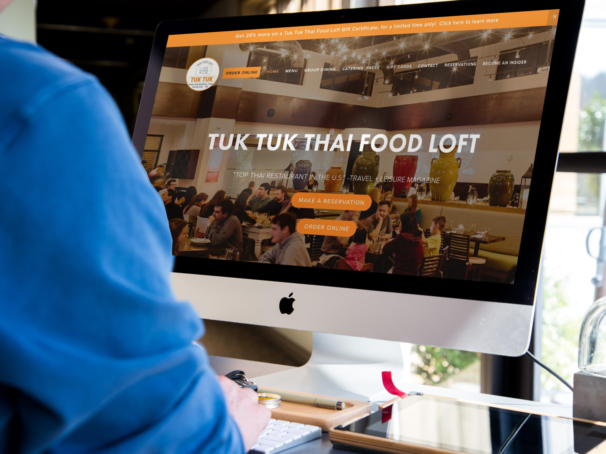 Tuk Tuk Thai Food Loft Website Screen Shot on Imac