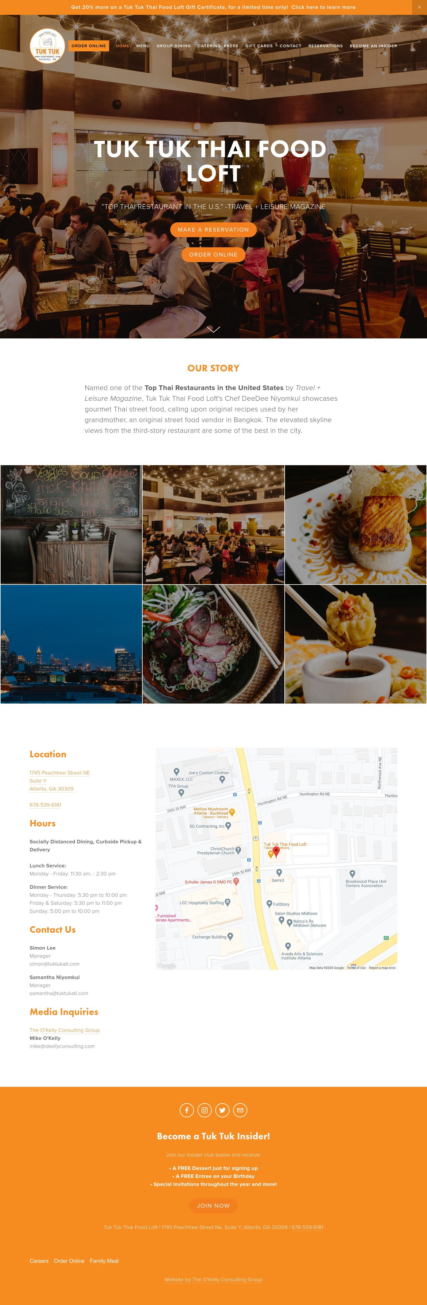 Tuk Tuk Thai Food Loft Website | HomePage