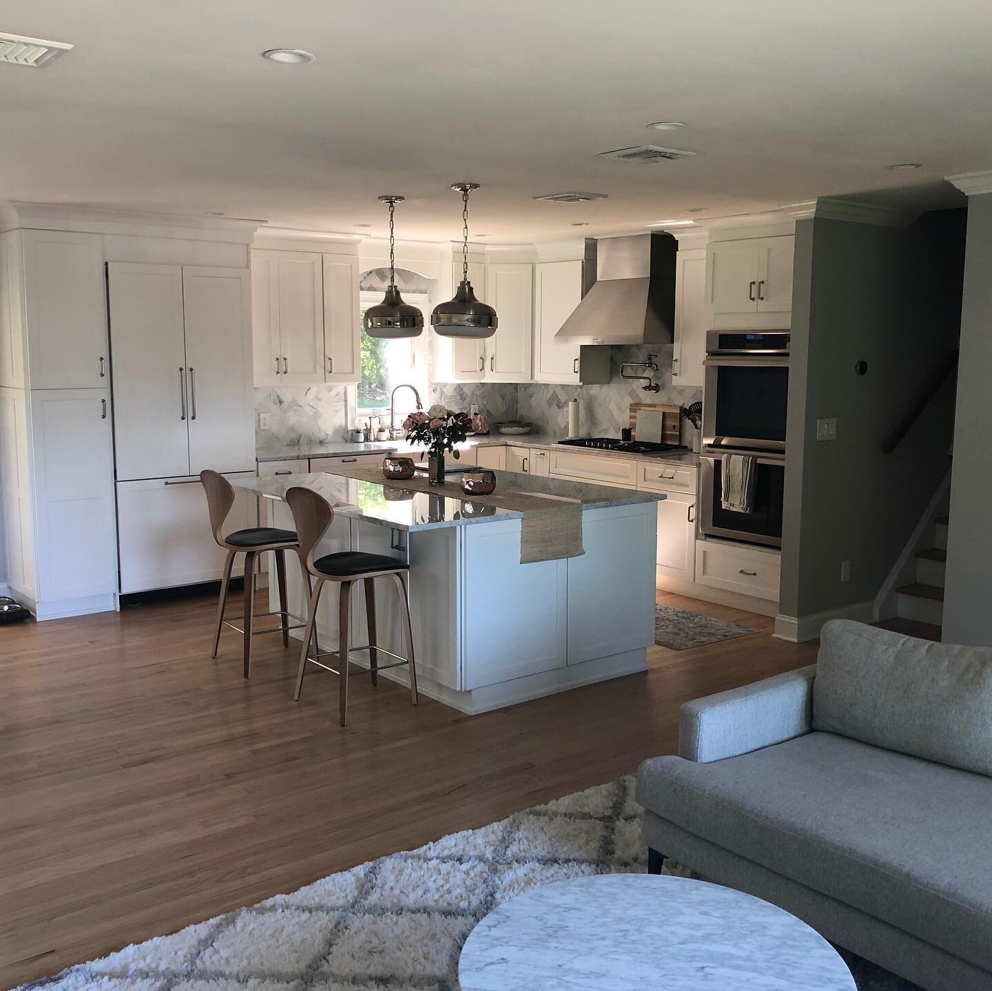 Sometimes you don&rsquo;t need an addition to create a big space. I took out two walls and made a big impact with this open floor plan. #jacarchitect #openconceptfloorplan #kitchenisland #builtins