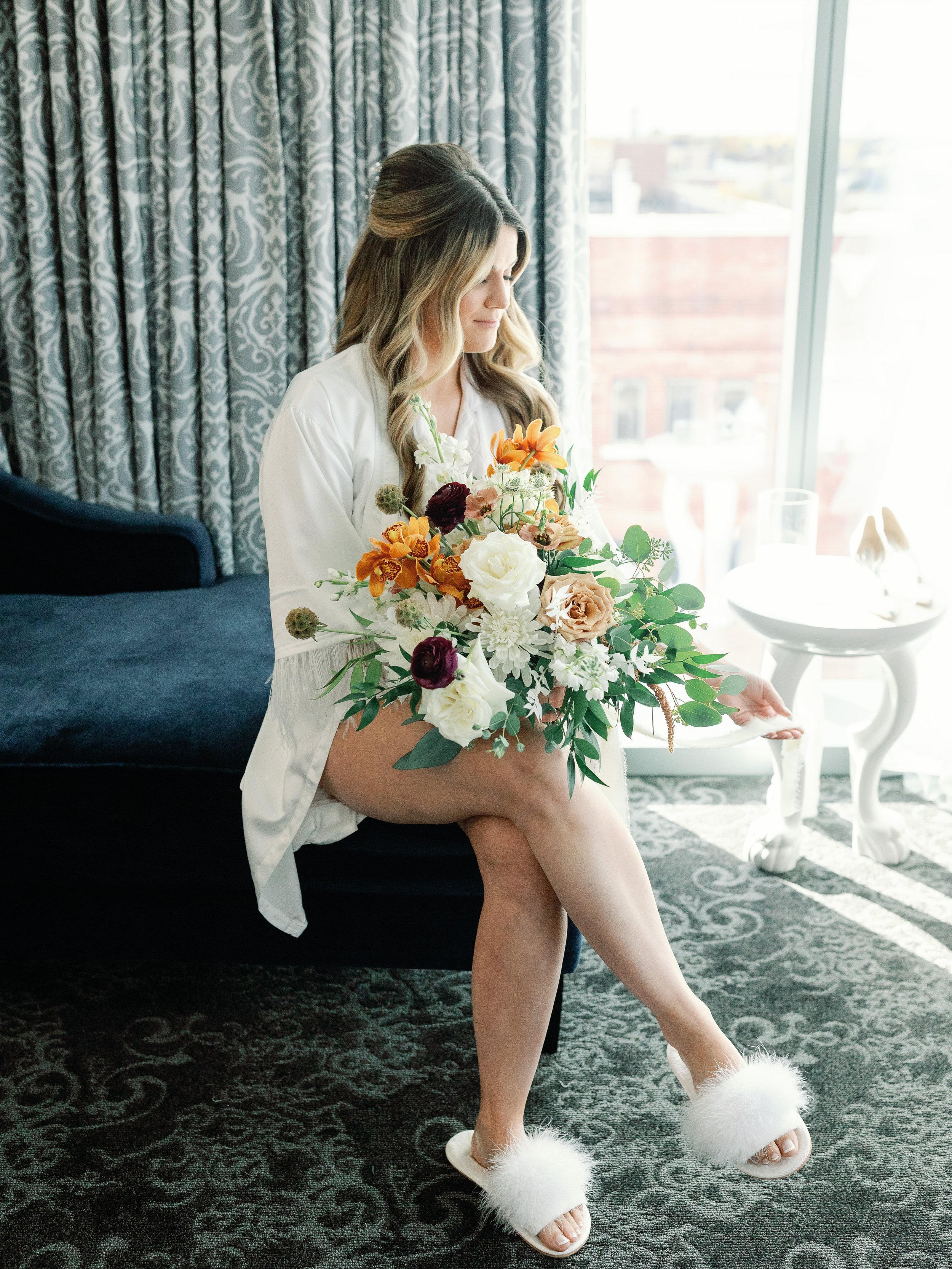 Bride Posted with Bridal Bouquet