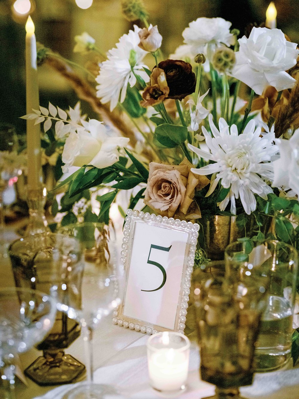 Floral Centerpiece with Table Number