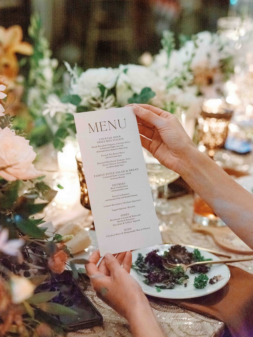 Guest Holding Wedding Dinner Menu