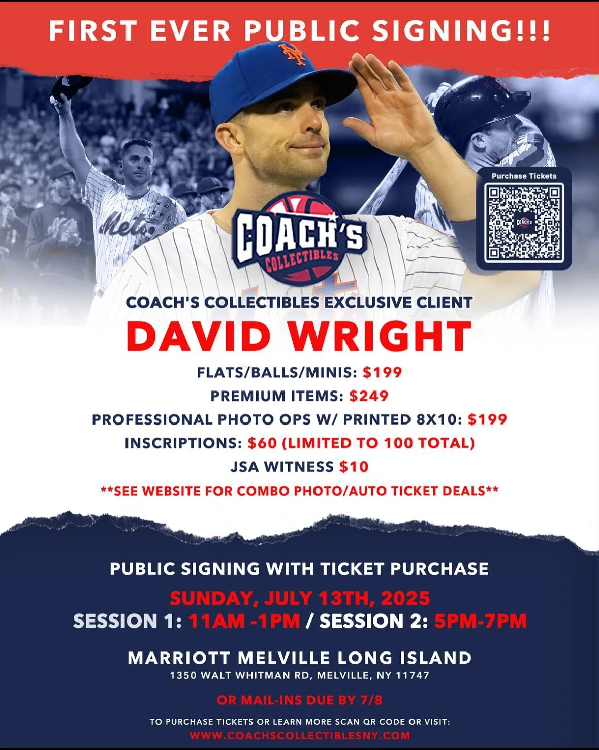 Come see our table at David Wright&rsquo;s first public signing presented by @coachscollectiblesny1 We have a variety of personalized products the Captain can sign.