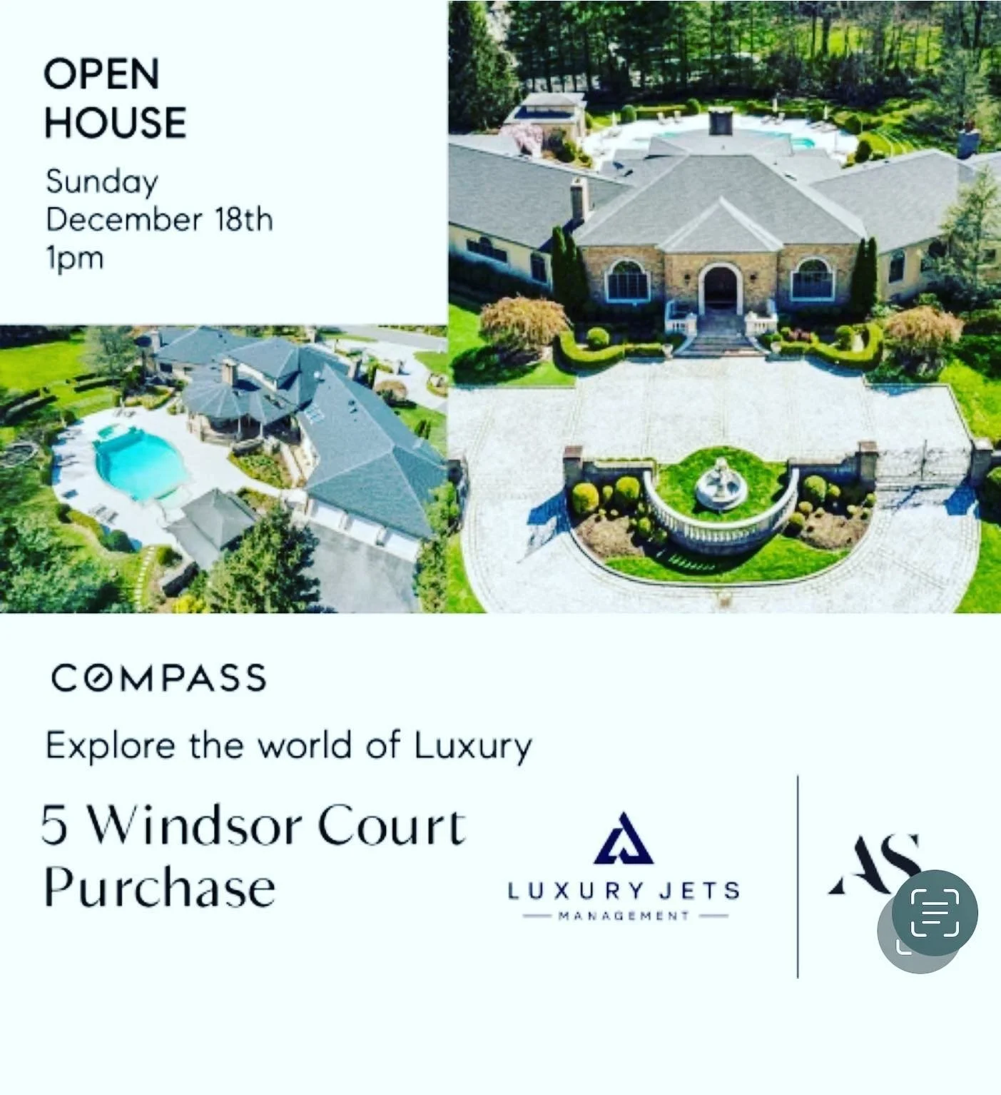 open house Dec 18th. @luxuryjetsmanagement @compass #luxurylifestyle #luxurytravel #privatejetcharter #realestate