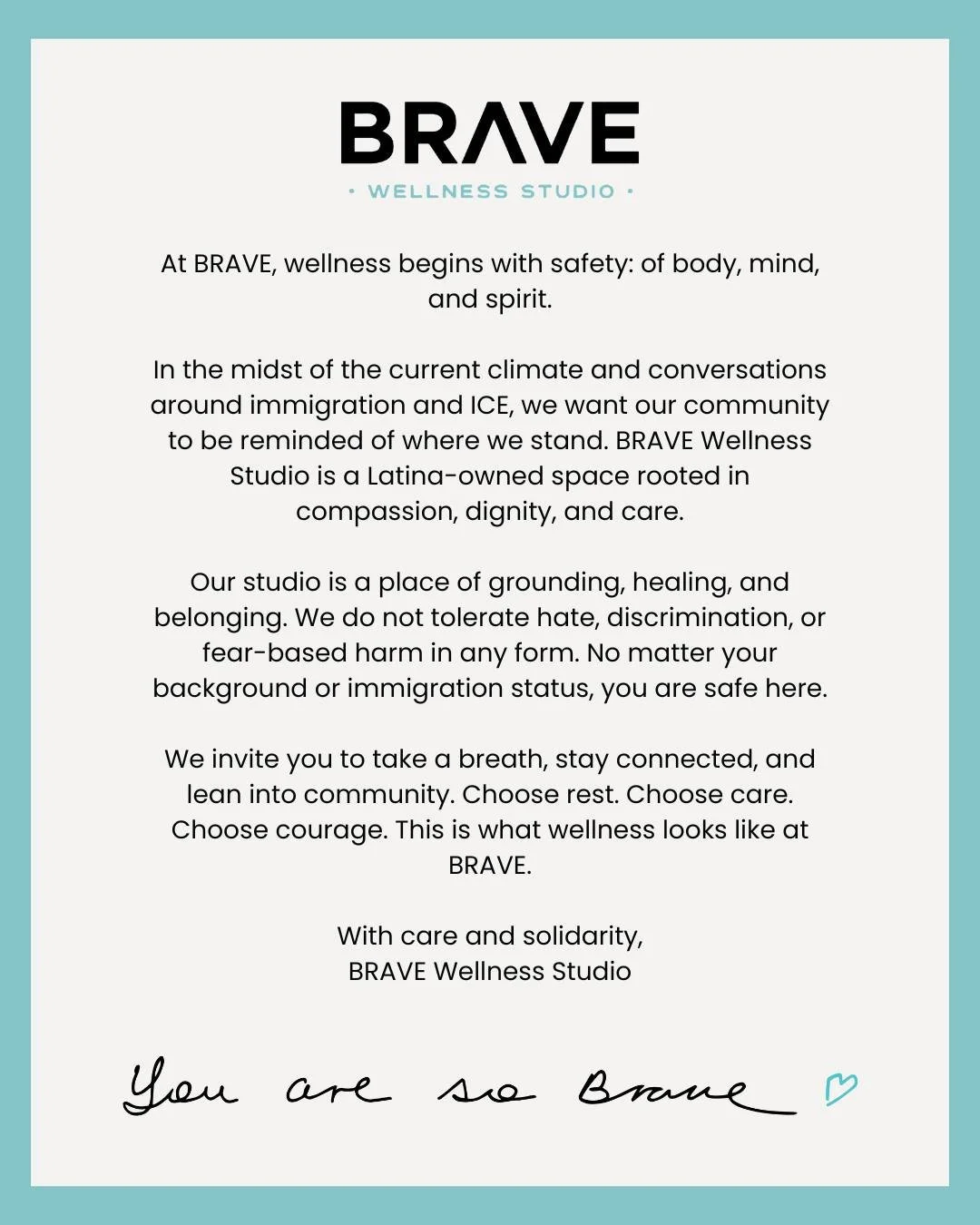 A note from BRAVE➡️ Una nota de parte de BRAVE🩵