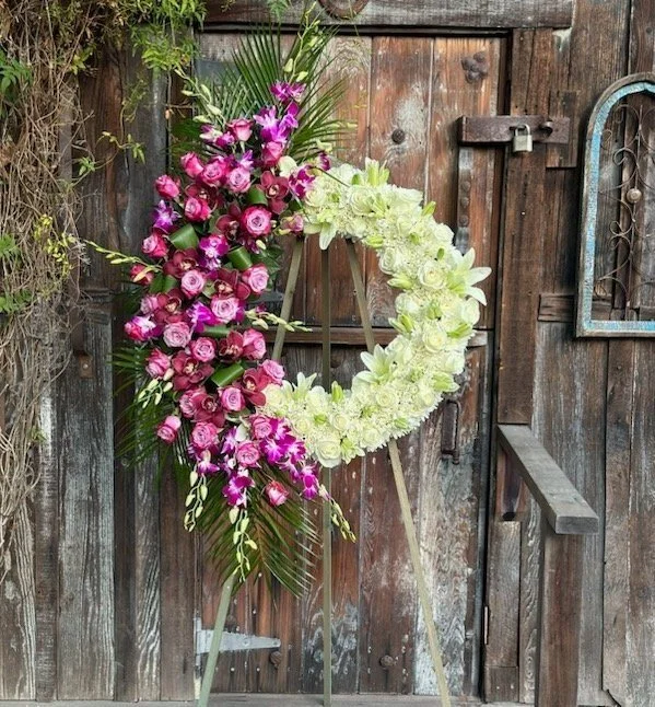 Yellow And Purple Funeral Wreath