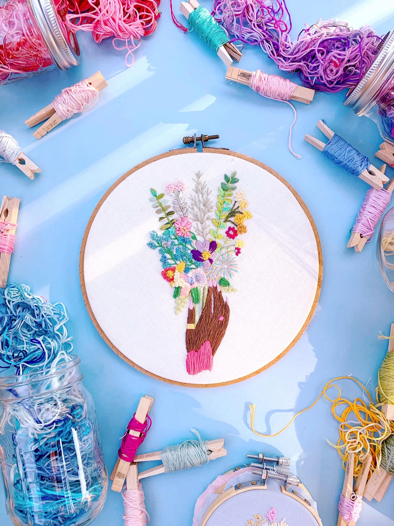 Handful of Florals . Hand Embroidery Hoop