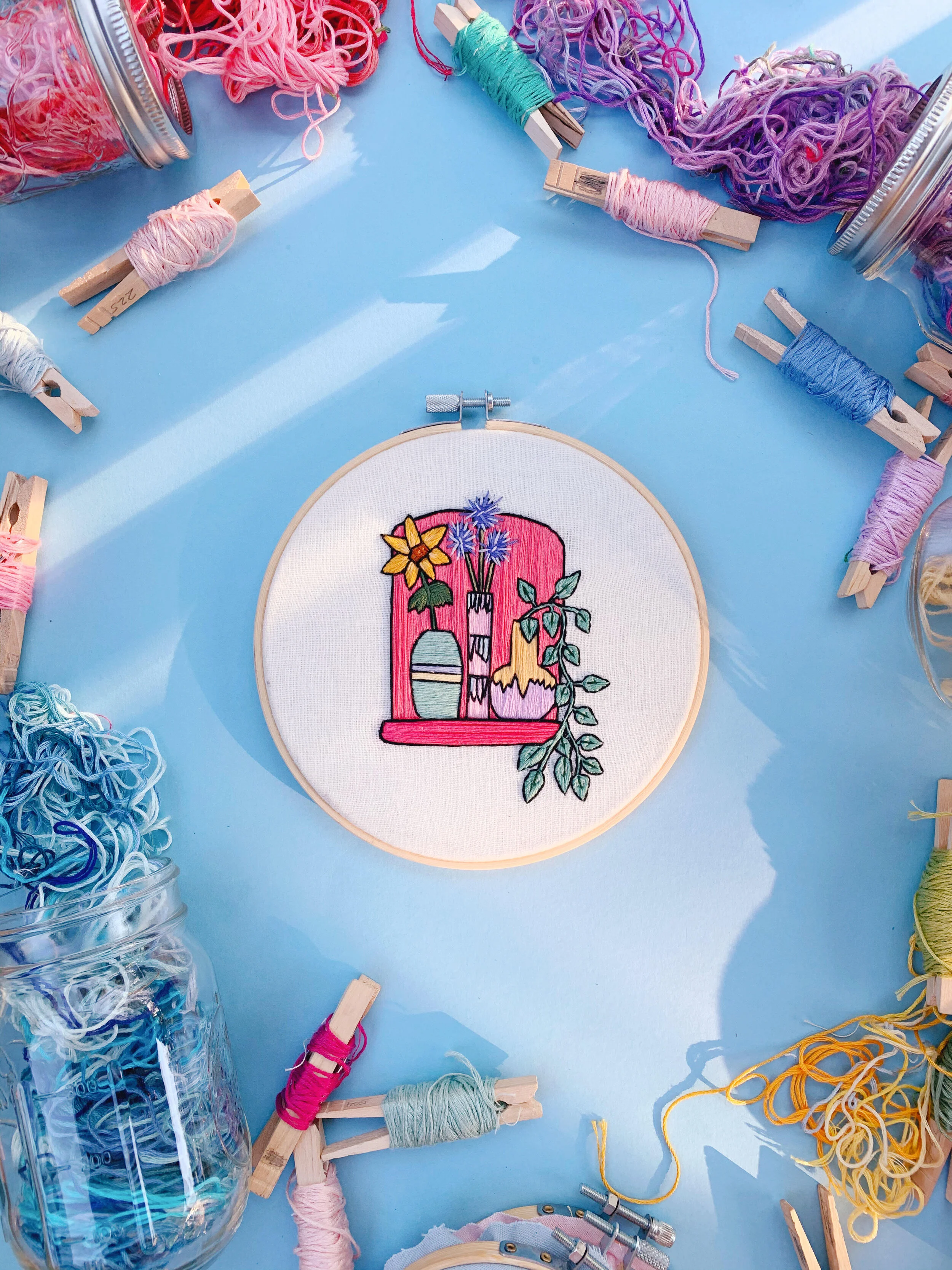 Potted Alcove (Natural) . Hand Embroidery Hoop