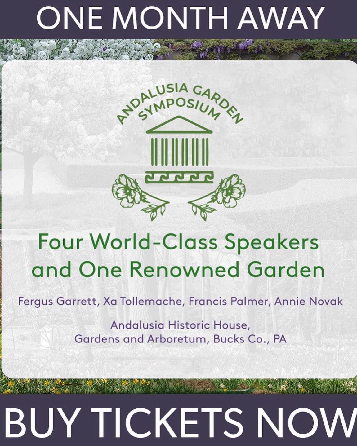 Don&rsquo;t miss the chance to visit @andalusiapa and hear lectures from world renowned horticulturists. It&rsquo;s only one month away and you can purchase tickets in the link of their IG page