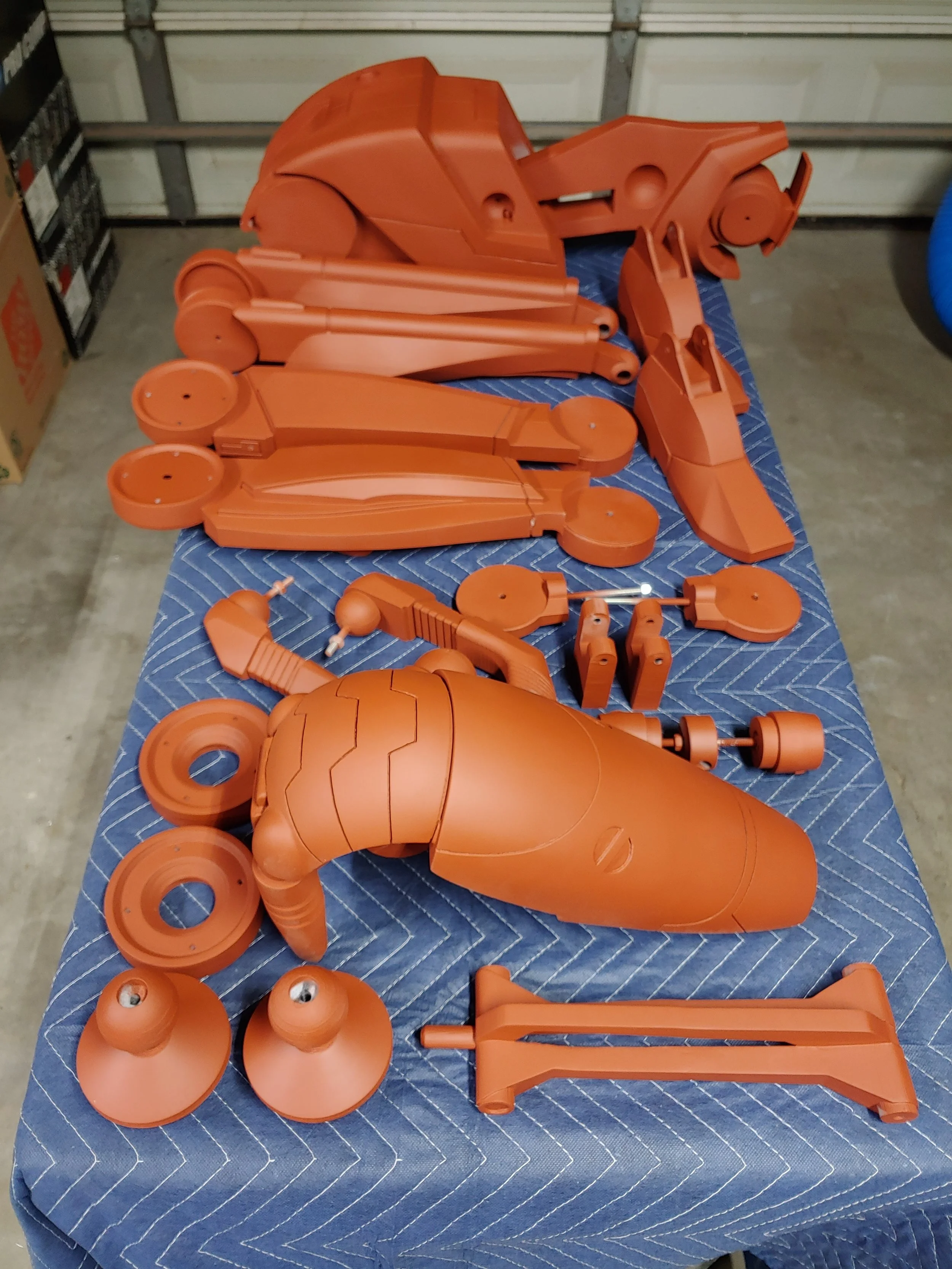 Freshly painted and awaiting assembly.