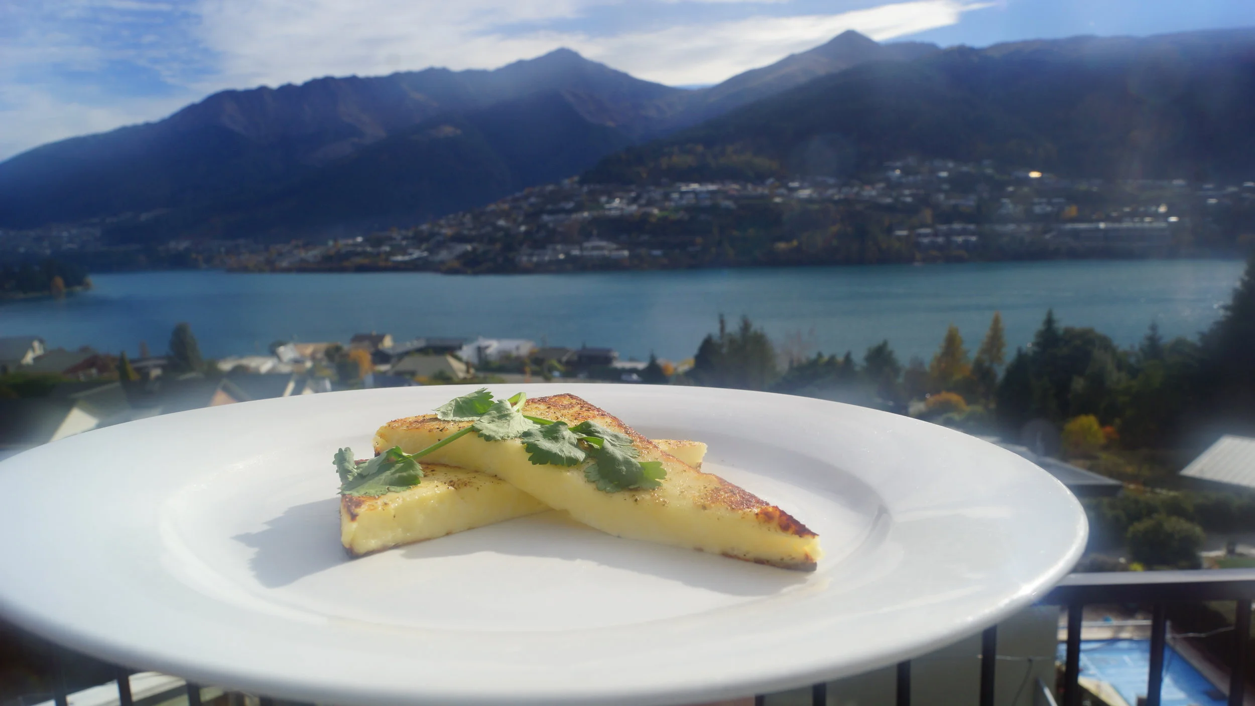 Simply plated paneer with a view.
