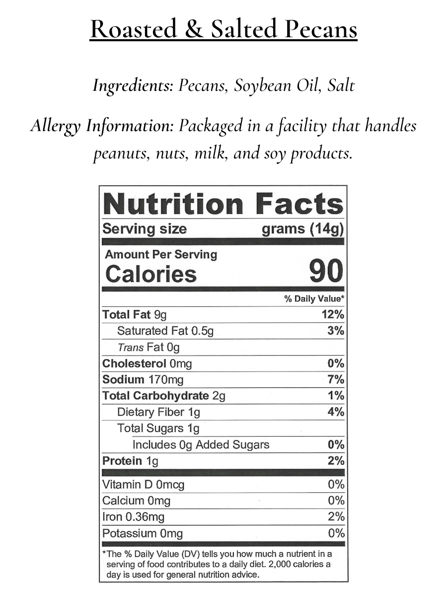 Nutritional Information — Heaton Pecans
