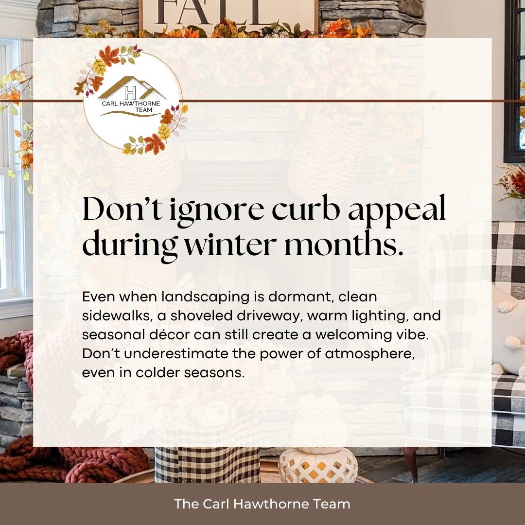 🍂 Seller Tip: Boost Your Curb Appeal
 The exterior of your home is the very first thing potential buyers notice, make sure it&rsquo;s saying all the right things. A tidy lawn, clean driveway, fresh front door paint, and updated house numbers can mak