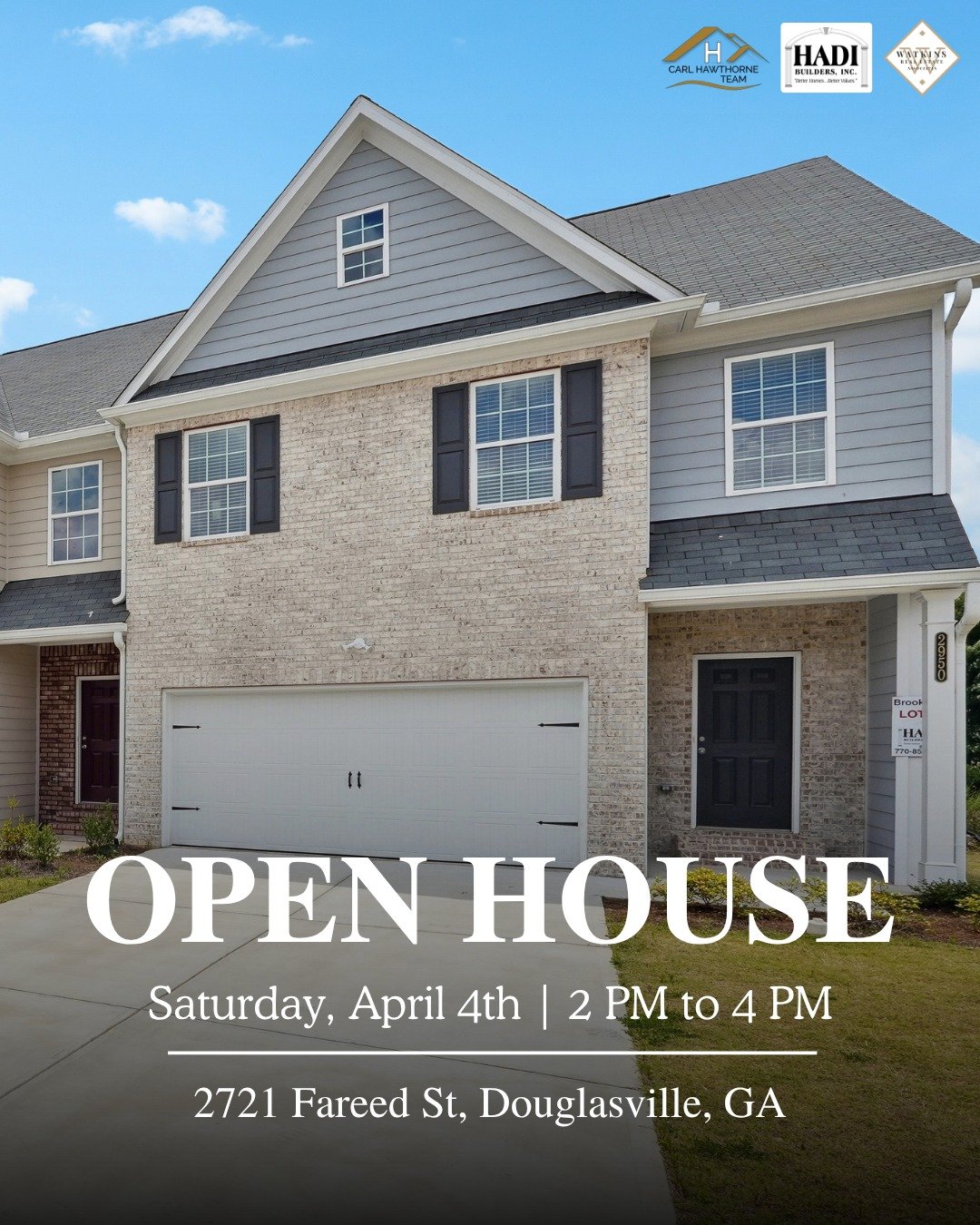 🏡 OPEN HOUSE | DOUGLASVILLE 🏡
📍 2721 Fareed St�🗓 Saturday, April 4th�⏰ 2&ndash;4 PM

This new construction home checks boxes most buyers are still searching for &mdash; open layout, upgraded finishes, and a layout that just feels right.

Located 