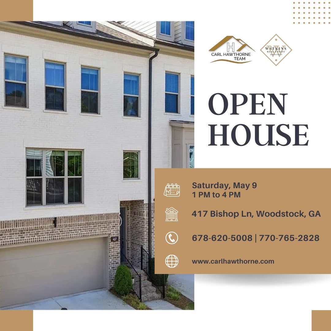 🏡 OPEN HOUSE THIS SATURDAY!
✨ Magazine-Worthy Townhome Near Downtown Woodstock 

📍 417 Bishop Ln, Woodstock, GA
🗓️ Saturday, May 8
⏰ 1 PM &ndash; 4 PM
💰 Offered at $589,000

Step inside this beautifully designed 3-level townhome filled with natur