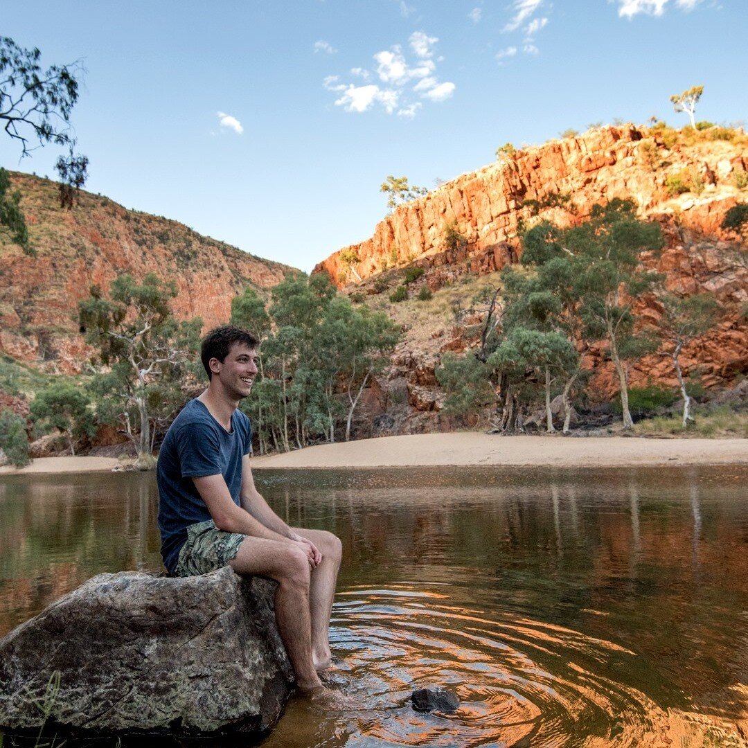 This morning I'm looking back on past adventures exploring the Northern Territory's West Macdonnell Ranges &ndash; diving into cool waters at Ellery Creek, drinking VBs at a desert camp, and pretending not to look while @patvincentoneill captures tot