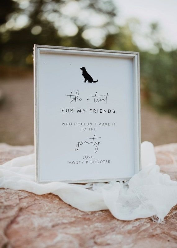 Modern Pet Party Favor Wedding Sign, Wedding dog treat favour sign, Instant Download, elegant sign editable template 120.jpg