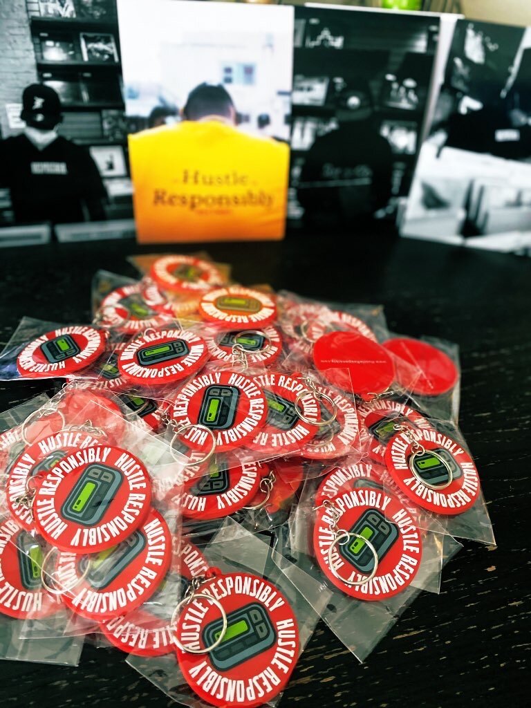 "Hustle Responsibly" Keychain