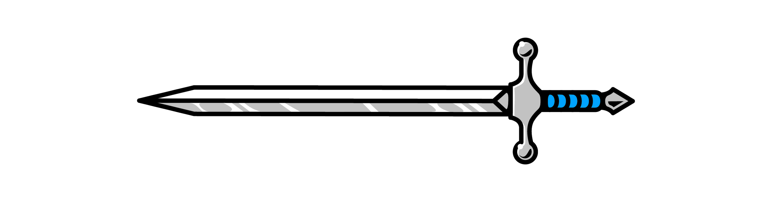 Illustration of a medieval sword with a cross-shaped hilt and a double-edged blade.