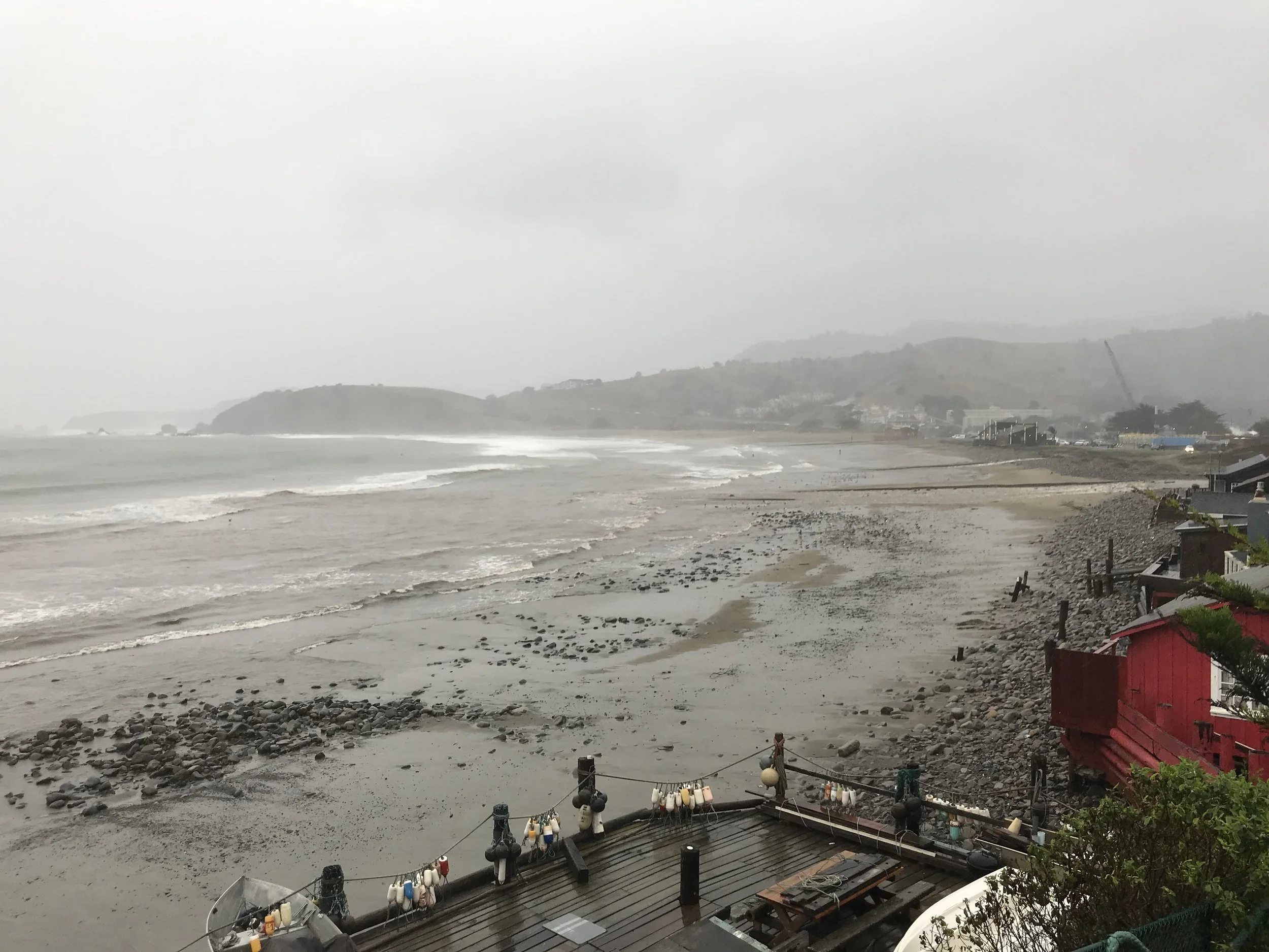 San Pedro Creek and Pump Sewage entering the Pacific Ocean at Linda Mar Beach, Pacifica, CA.