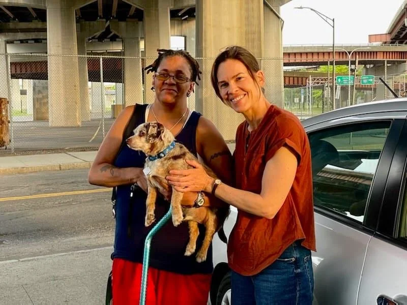 Hilary Swank Helps Woman Reunite With Her Elderly Dog
