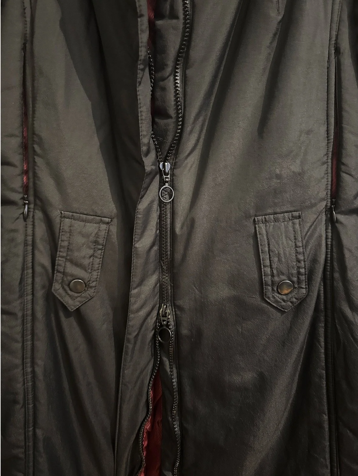 Black Cop Copine padded coat with double zipper front

Feature zipper vent on back and bomber-like ribbing

US S | $140